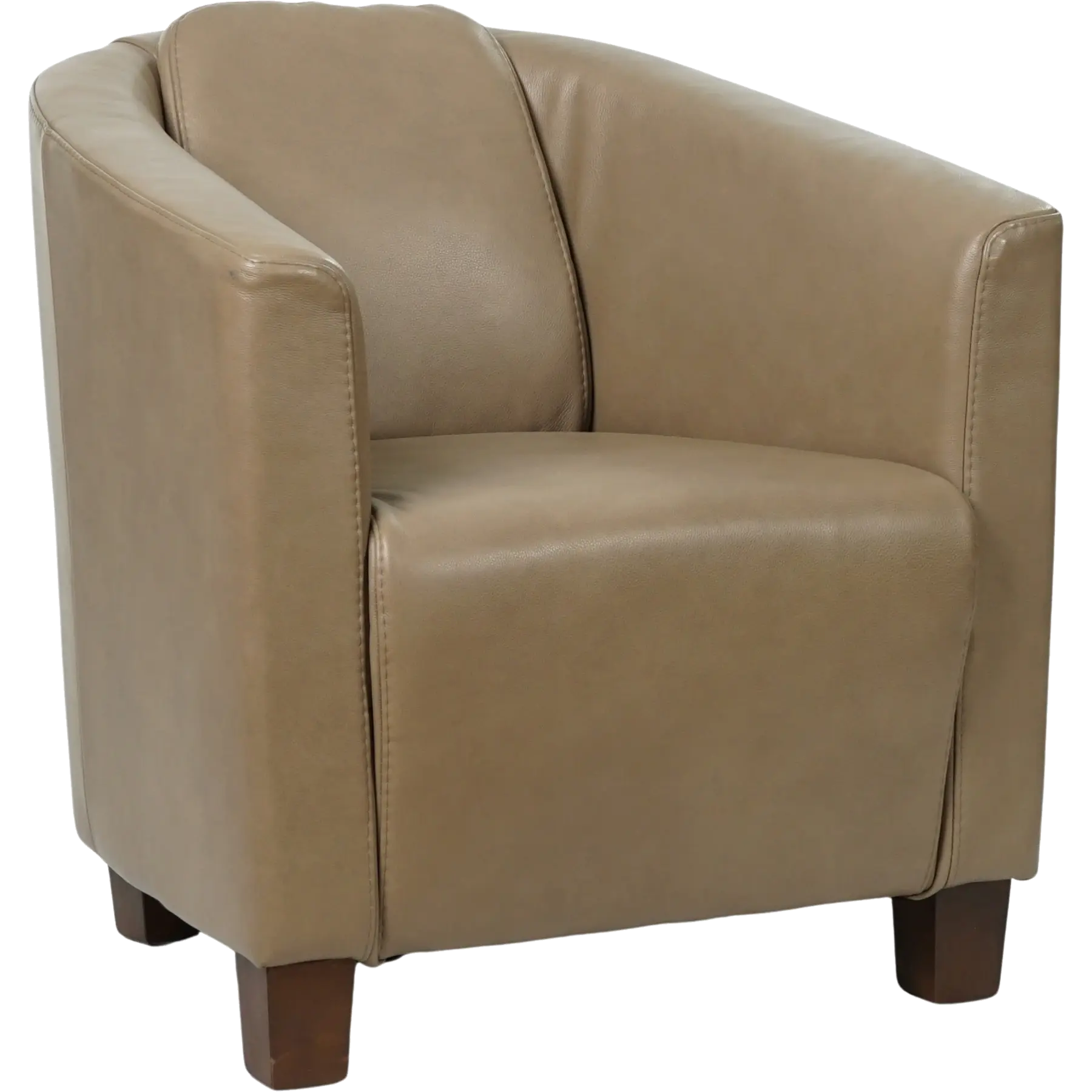 afbeelding van Leren fauteuil Press - Granada Taupe (taupe/bruin) - Poten hout bruin