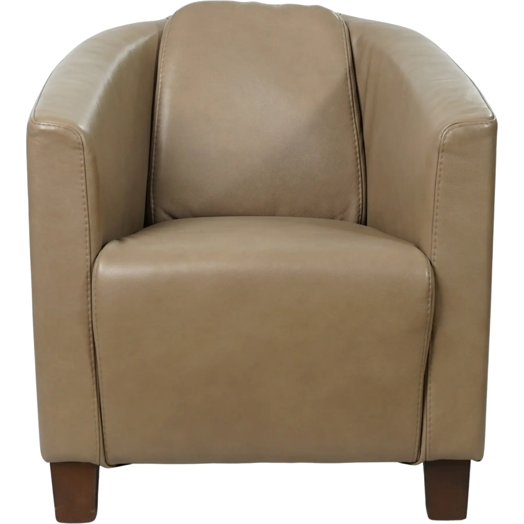 afbeelding van Leren fauteuil Press - Granada Taupe (taupe/bruin) - Poten hout bruin