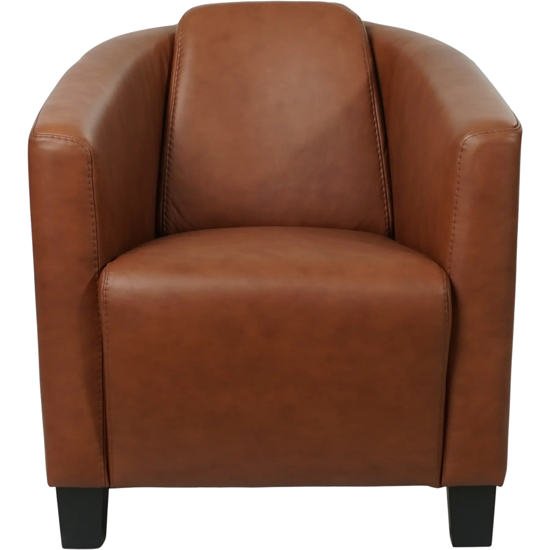 afbeelding van Leren fauteuil Press - Massif Armagnac (donkercognac) - Poten hout zwart