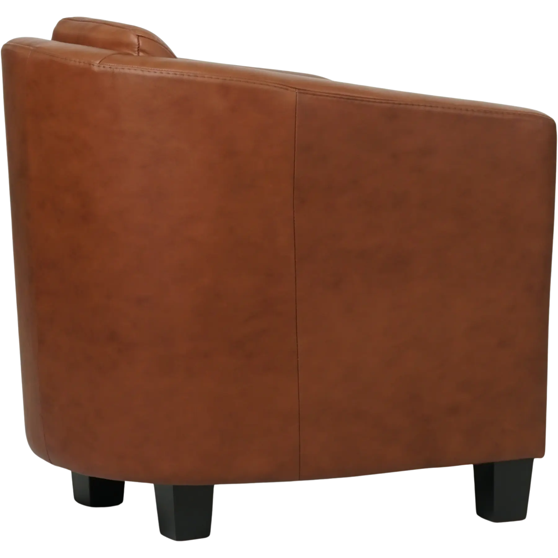 afbeelding van Leren fauteuil Press - Massif Armagnac (donkercognac) - Poten hout zwart