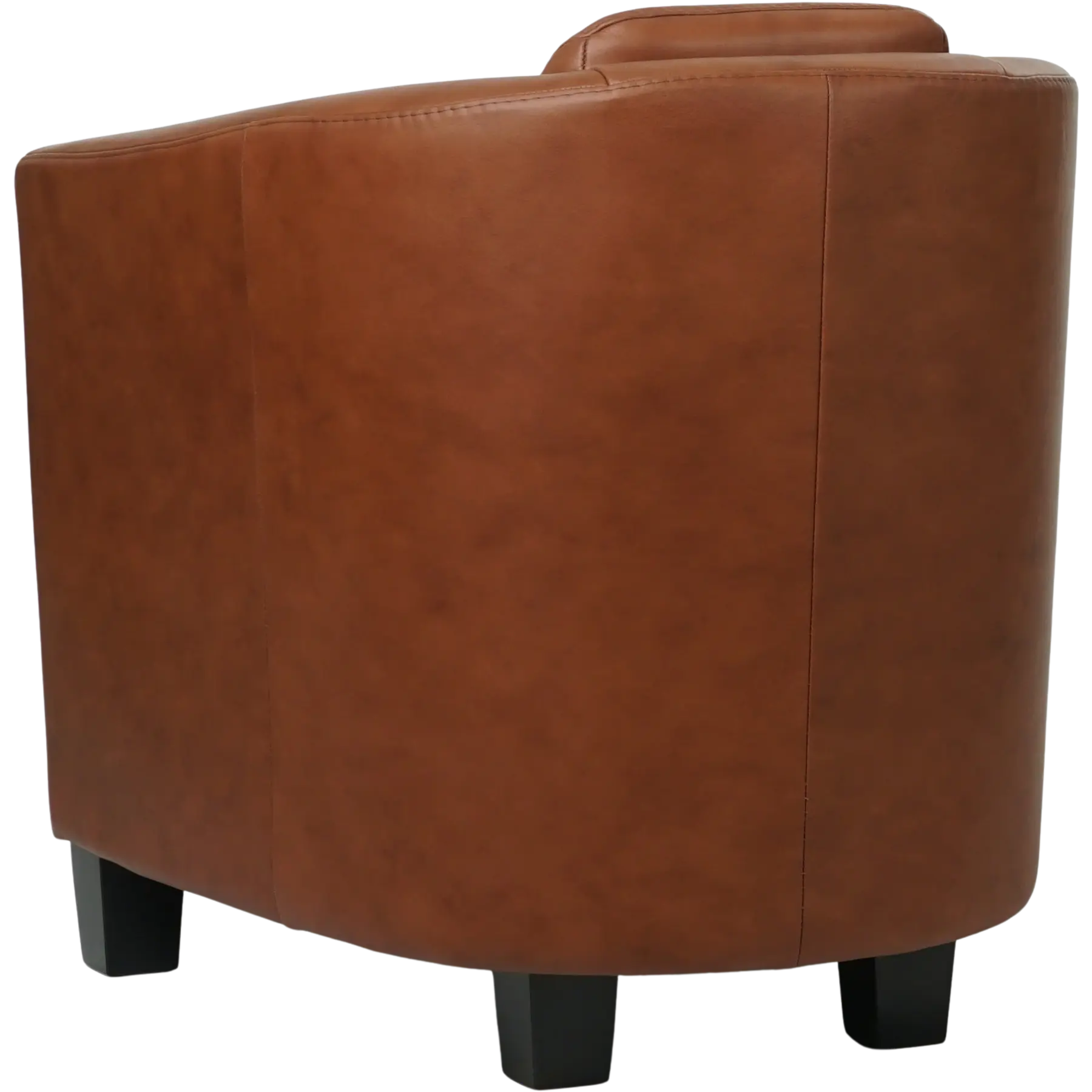afbeelding van Leren fauteuil Press - Massif Armagnac (donkercognac) - Poten hout zwart