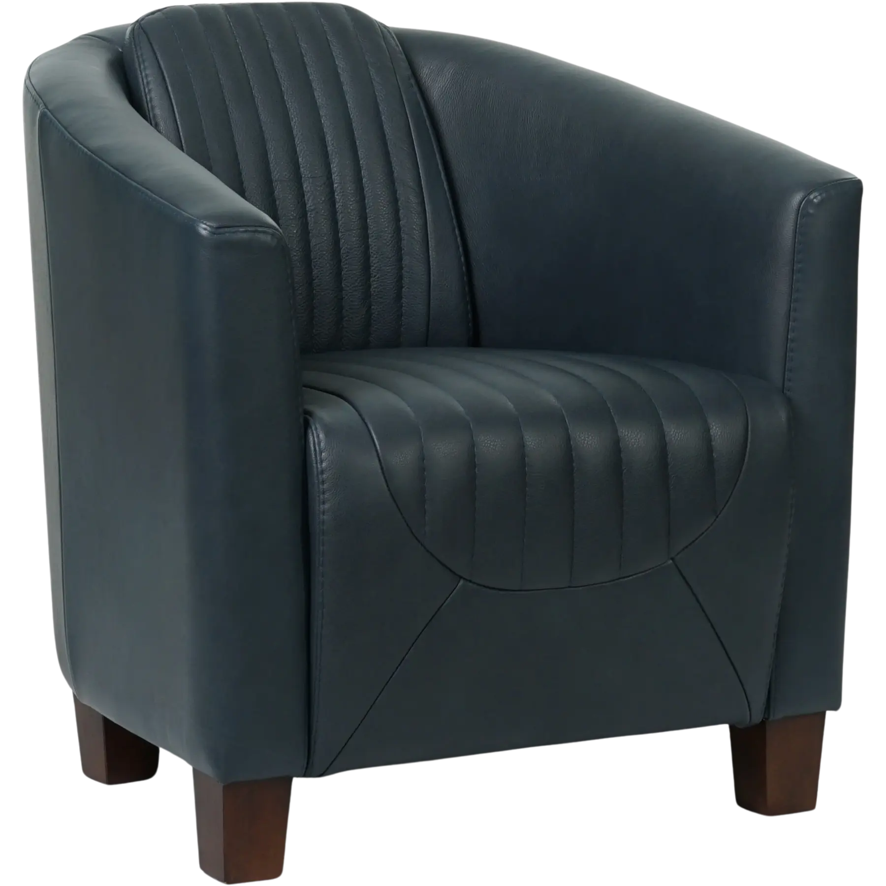 afbeelding van Leren fauteuil Press Special - Granada Blue (blauw) - Poten hout bruin