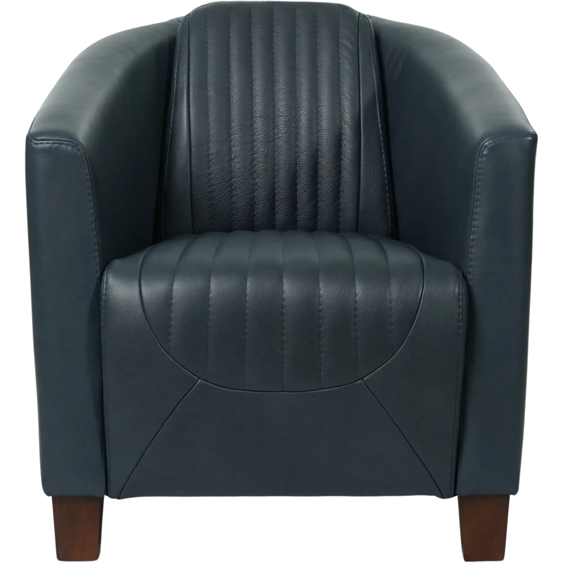 afbeelding van Leren fauteuil Press Special - Granada Blue (blauw) - Poten hout bruin