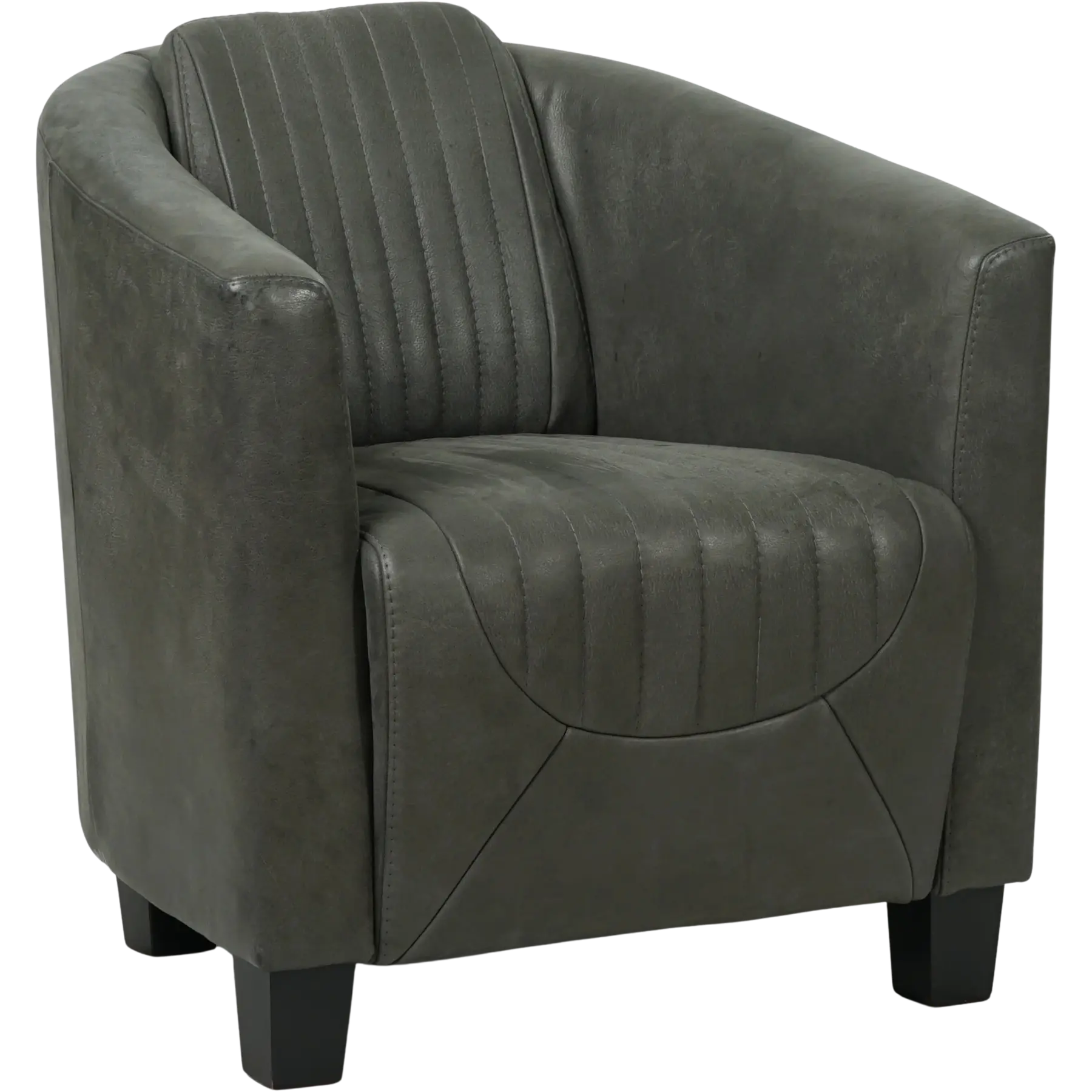 afbeelding van Leren fauteuil Press Special - Kenia Antracite (grijs) - Poten hout zwart