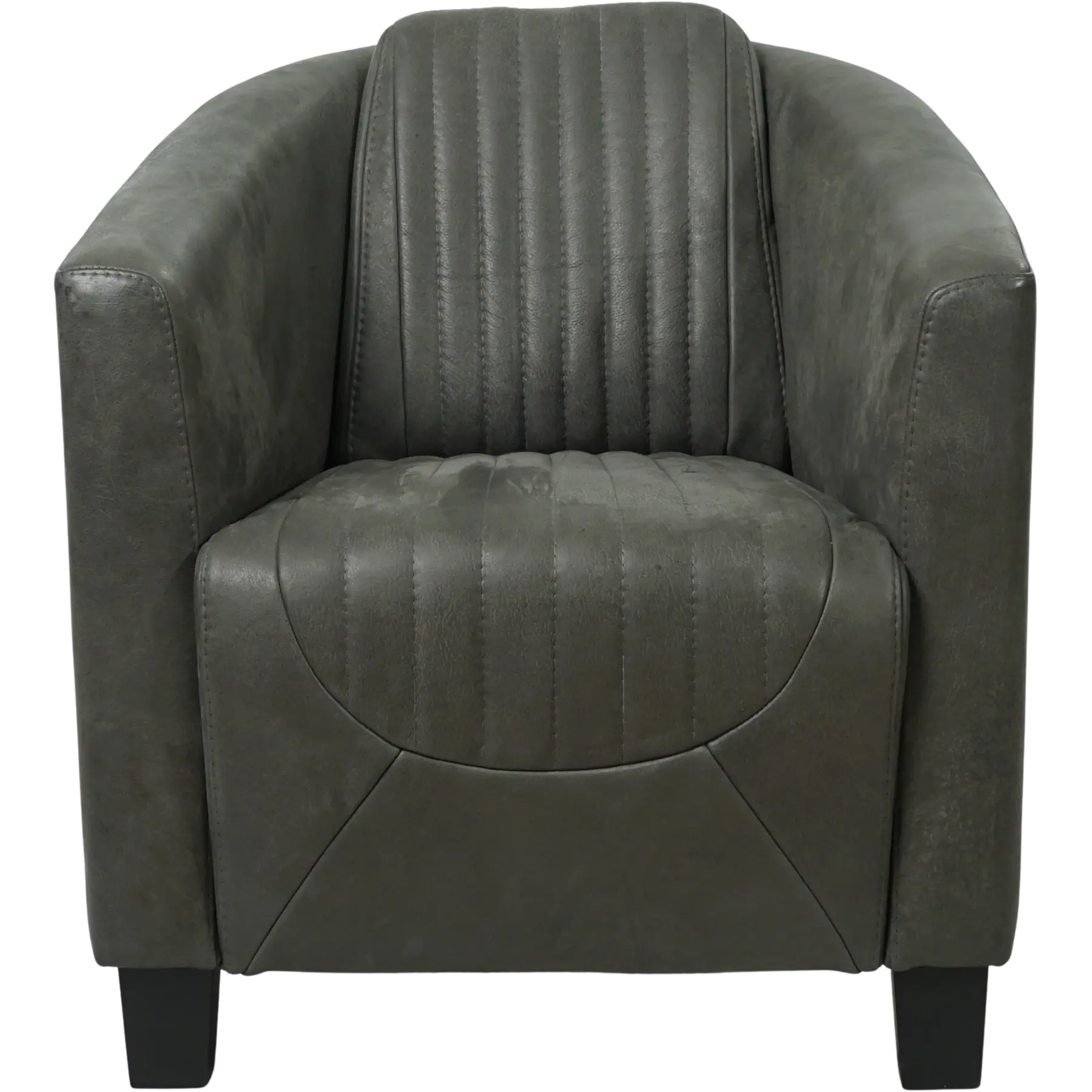 afbeelding van Leren fauteuil Press Special - Kenia Antracite (grijs) - Poten hout zwart