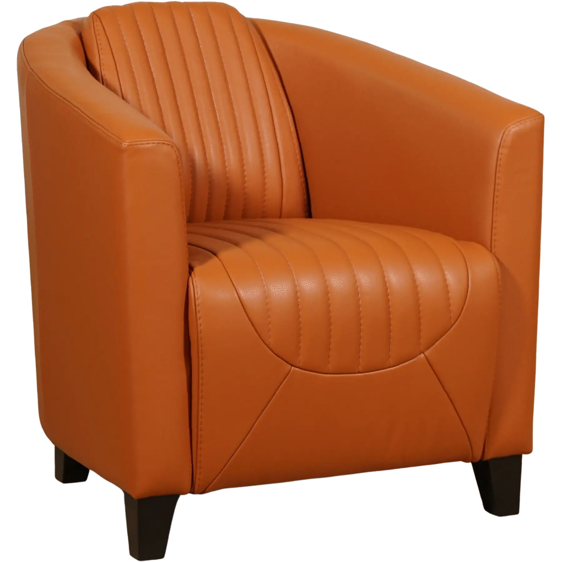 afbeelding van Leren fauteuil Press Special - Massif Amaretto (cognac) - Poten hout zwart