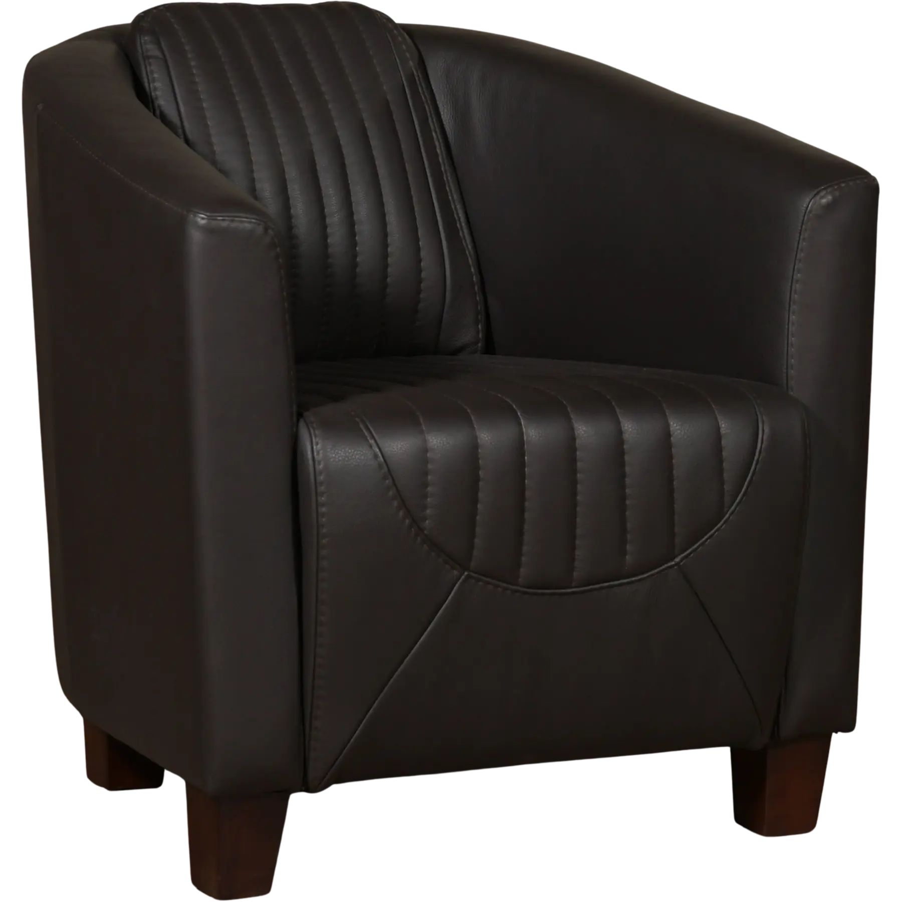 afbeelding van Leren fauteuil Press Special - Massif Marron (donkerbruin) - Poten hout bruin