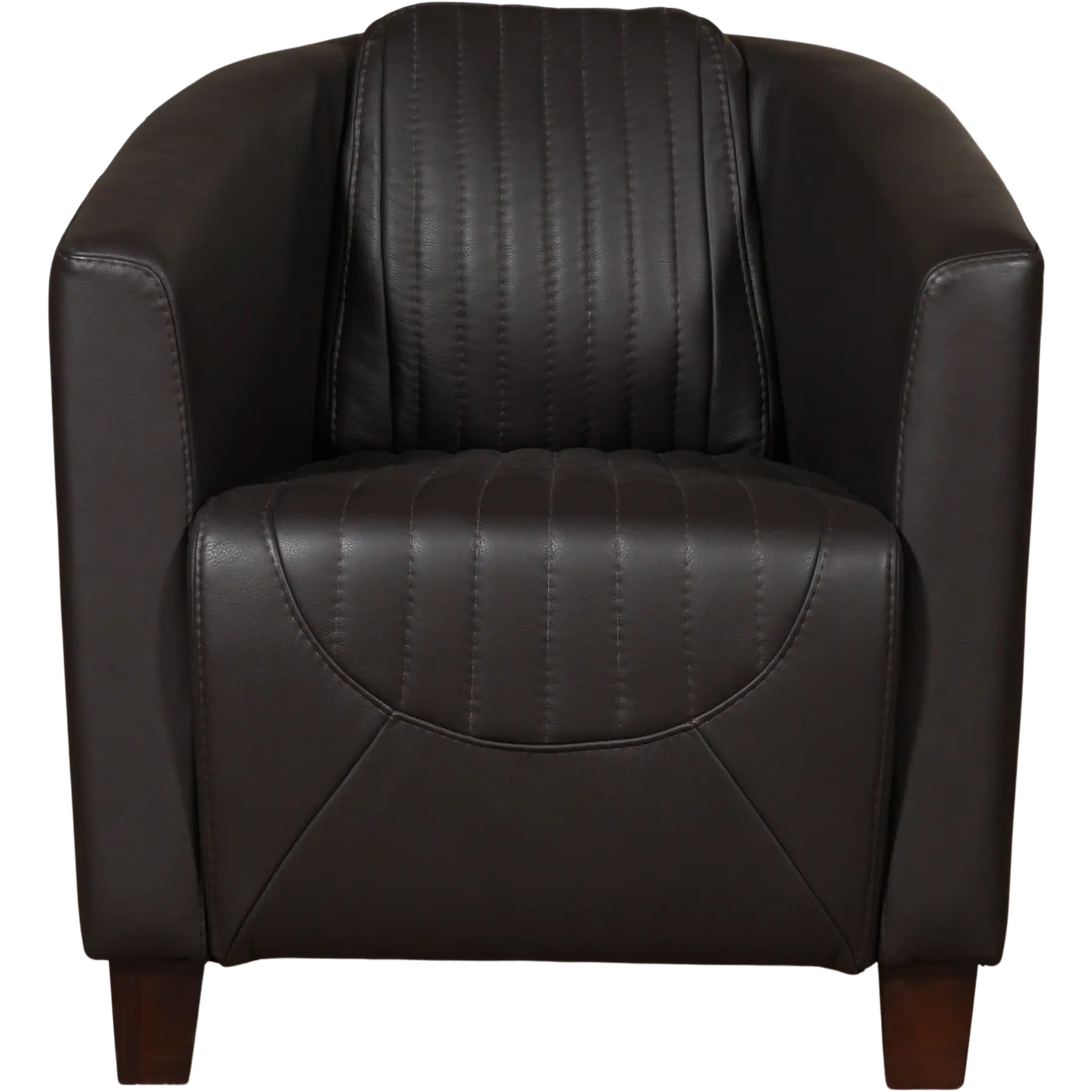 afbeelding van Leren fauteuil Press Special - Massif Marron (donkerbruin) - Poten hout bruin