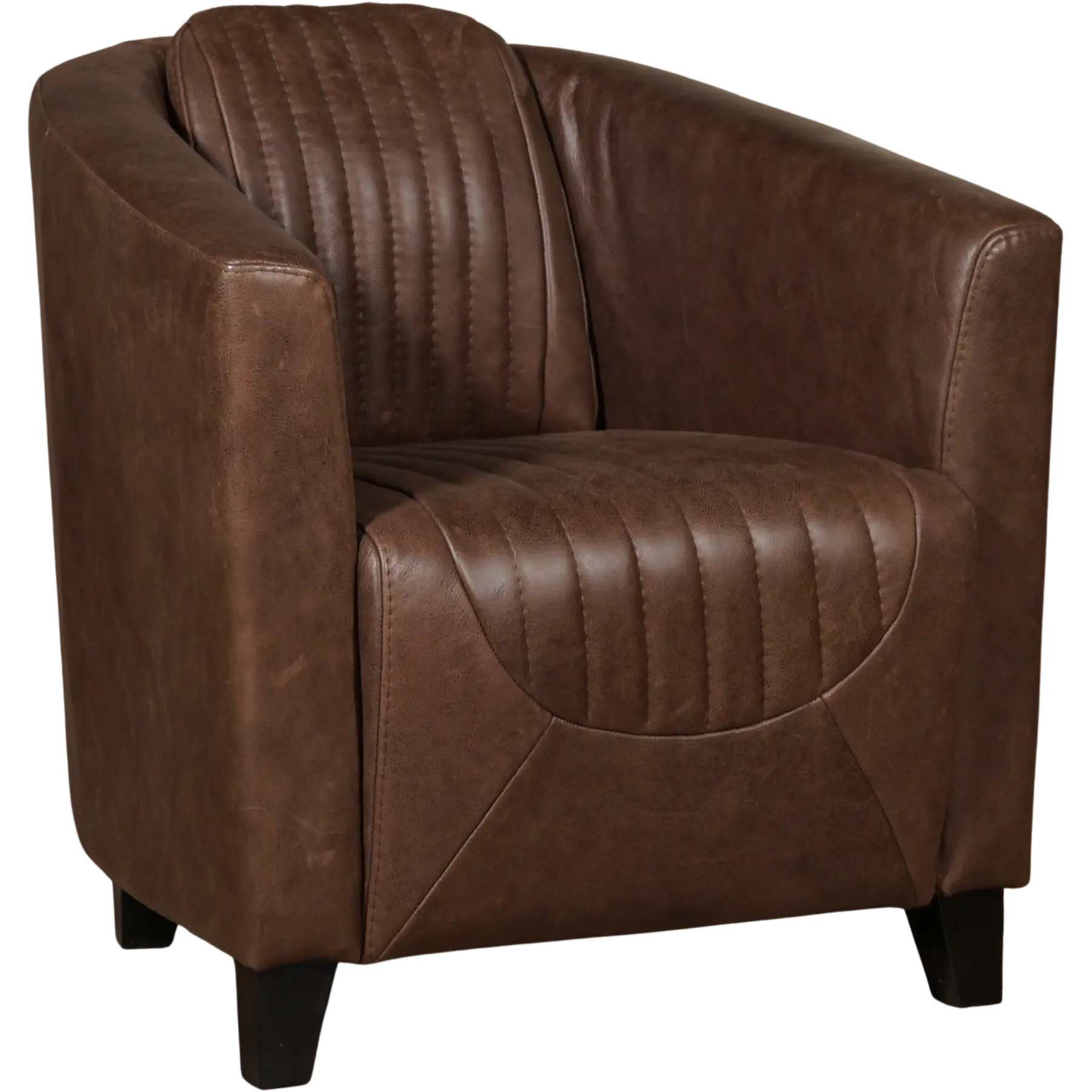 afbeelding van Leren fauteuil Press Special - Vintage Brown (bruin) - Poten hout zwart
