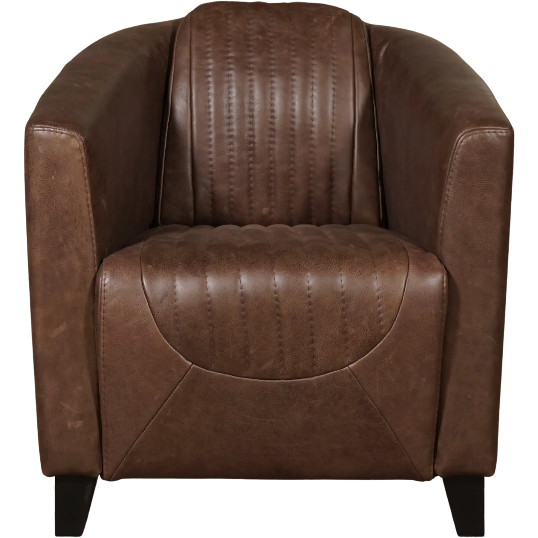 afbeelding van Leren fauteuil Press Special - Vintage Brown (bruin) - Poten hout zwart