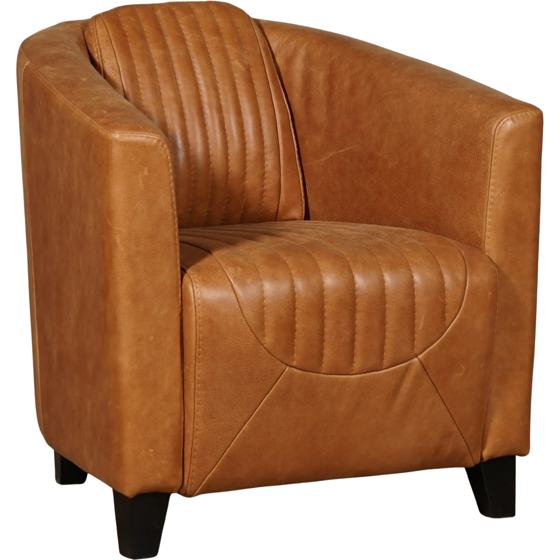 afbeelding van Leren fauteuil Press Special - Vintage Cognac (cognac) - Poten hout zwart