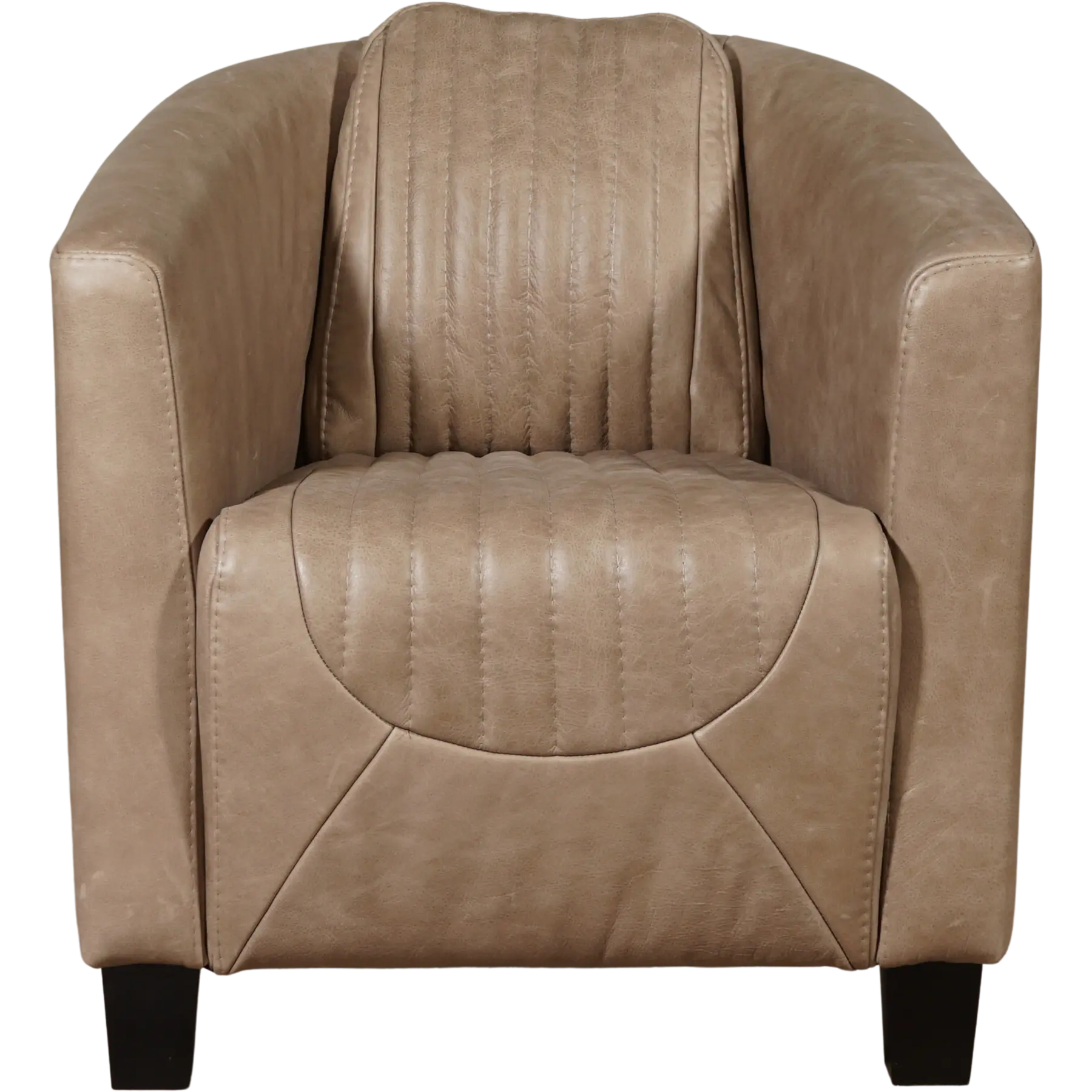 afbeelding van Leren fauteuil Press Special - Vintage Taupe (taupe/bruin) - Poten hout zwart
