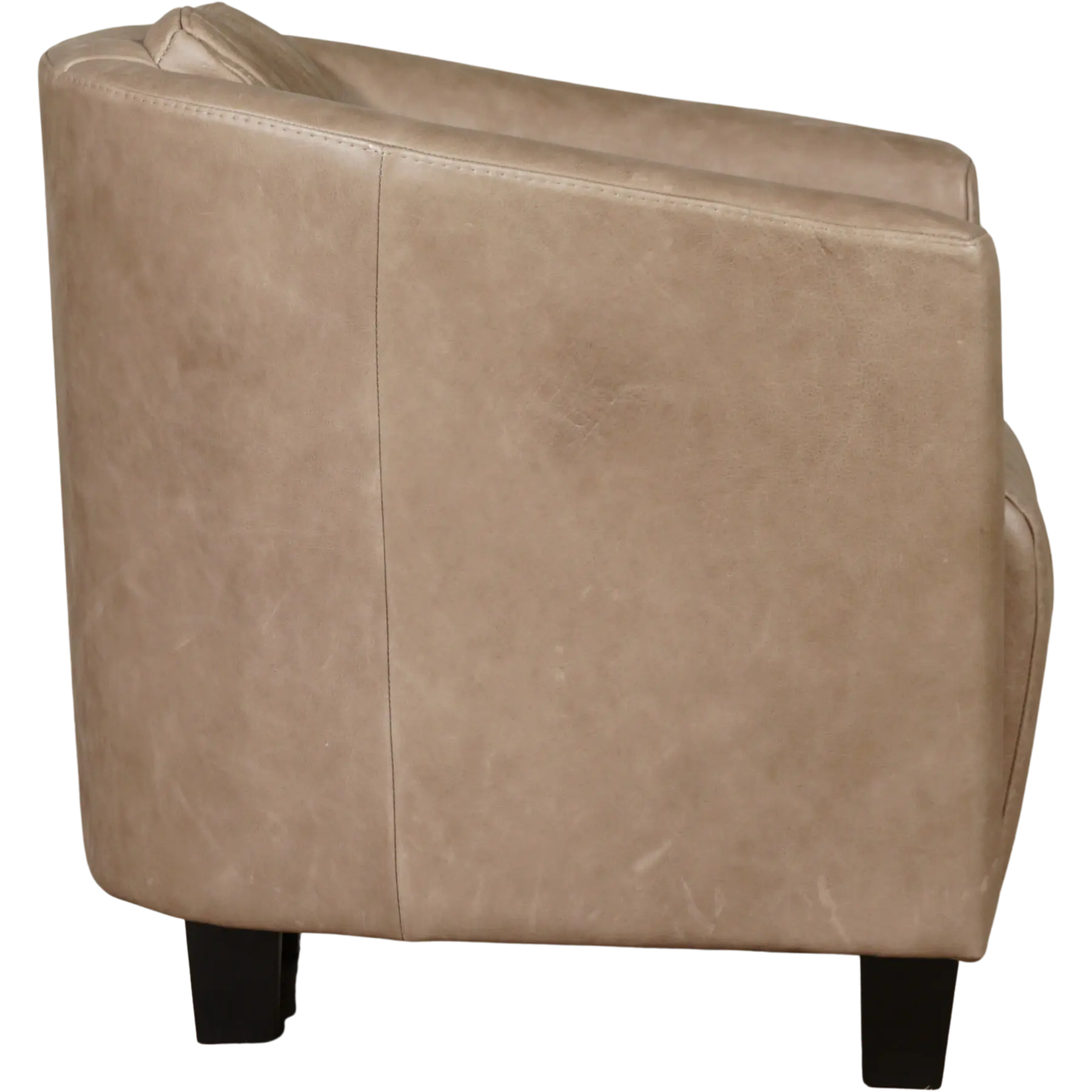 afbeelding van Leren fauteuil Press Special - Vintage Taupe (taupe/bruin) - Poten hout zwart