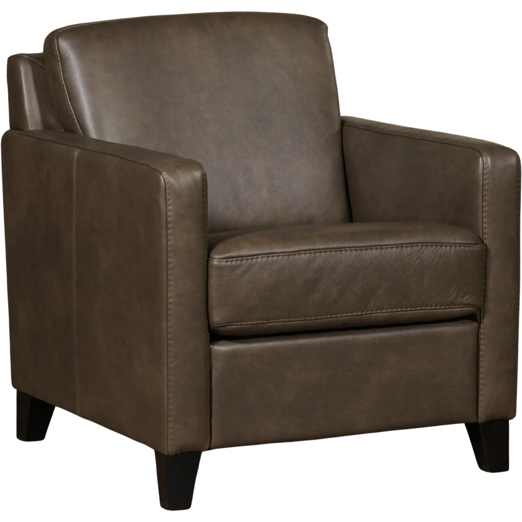 afbeelding van Leren fauteuil Smart - Granada Ash (grijs/bruin) - Poten hout zwart