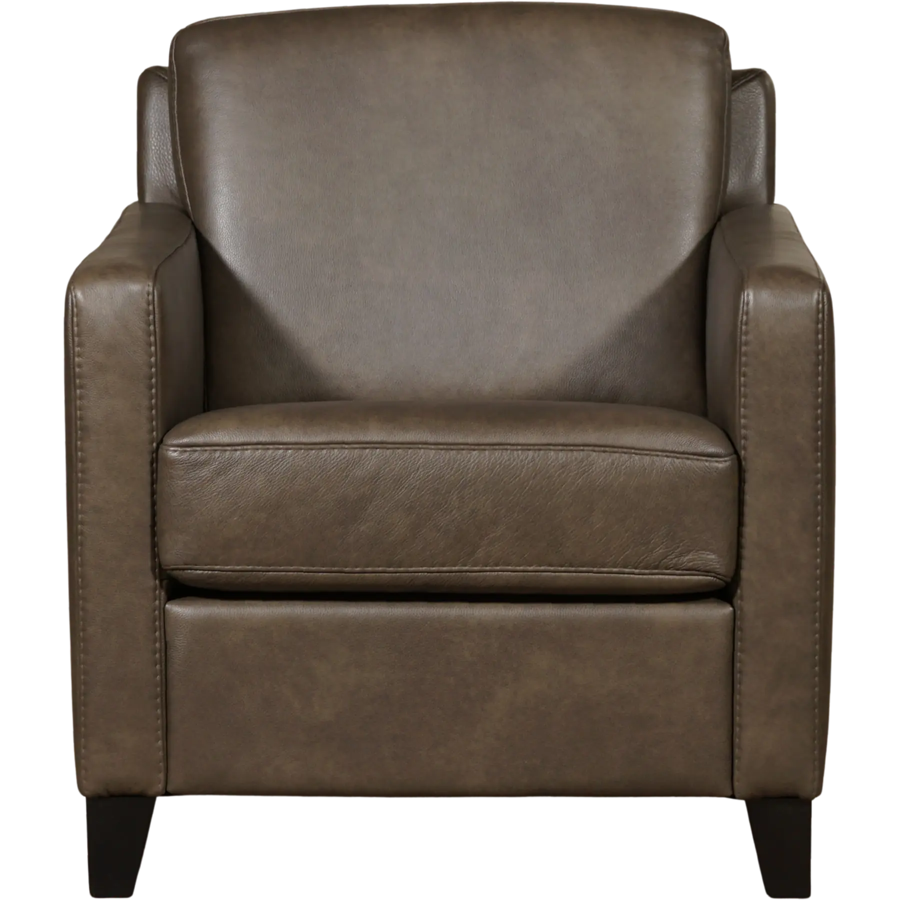 afbeelding van Leren fauteuil Smart - Granada Ash (grijs/bruin) - Poten hout zwart