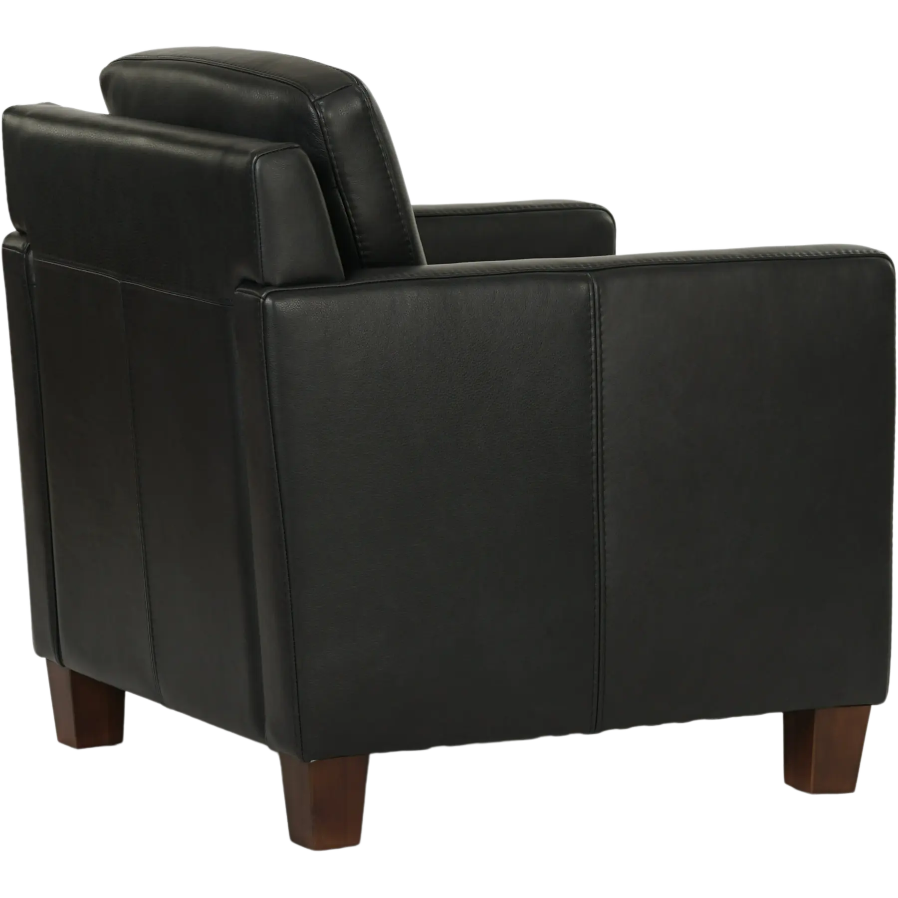 afbeelding van Leren fauteuil Smart - Granada Black (zwart) - Poten hout bruin