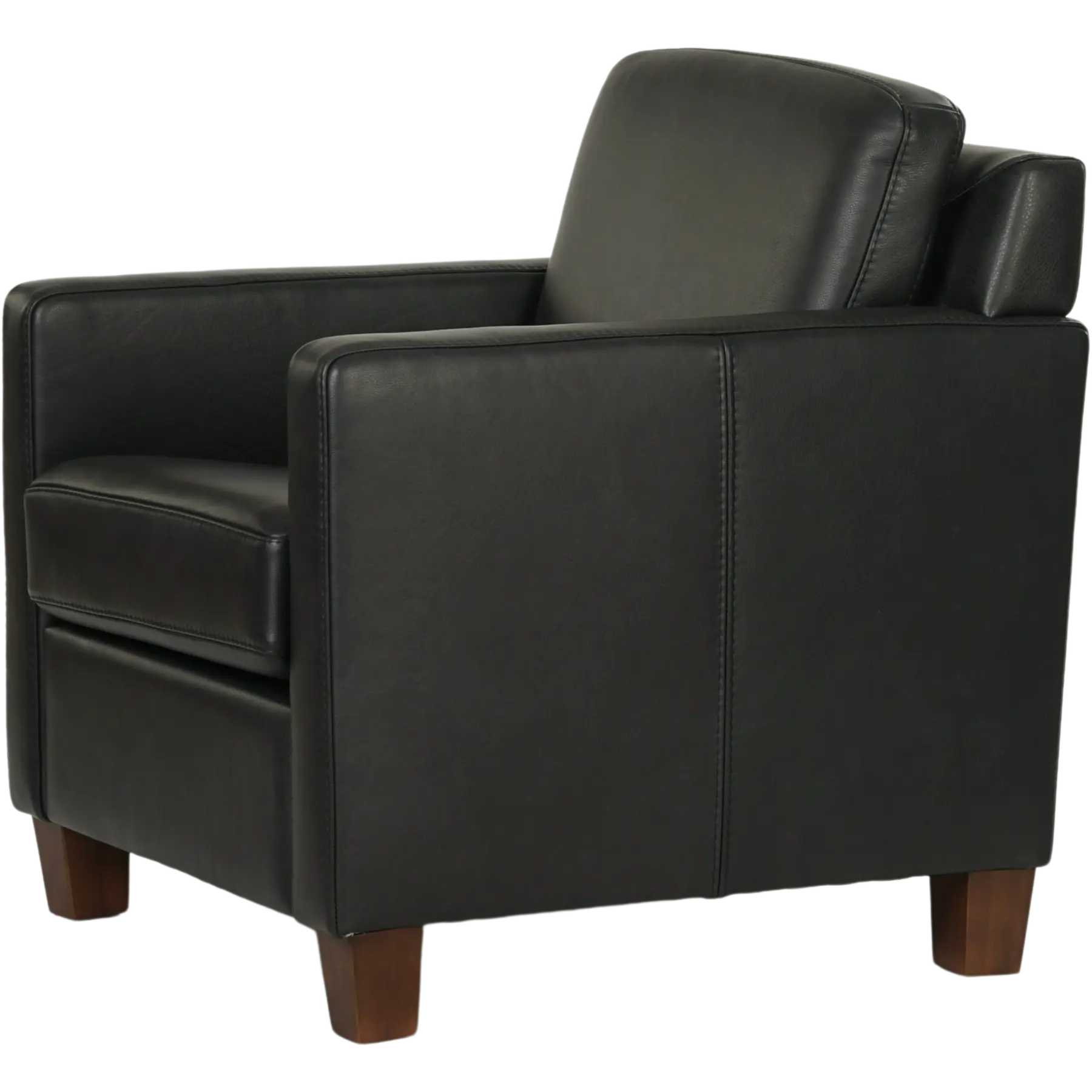 afbeelding van Leren fauteuil Smart - Granada Black (zwart) - Poten hout bruin