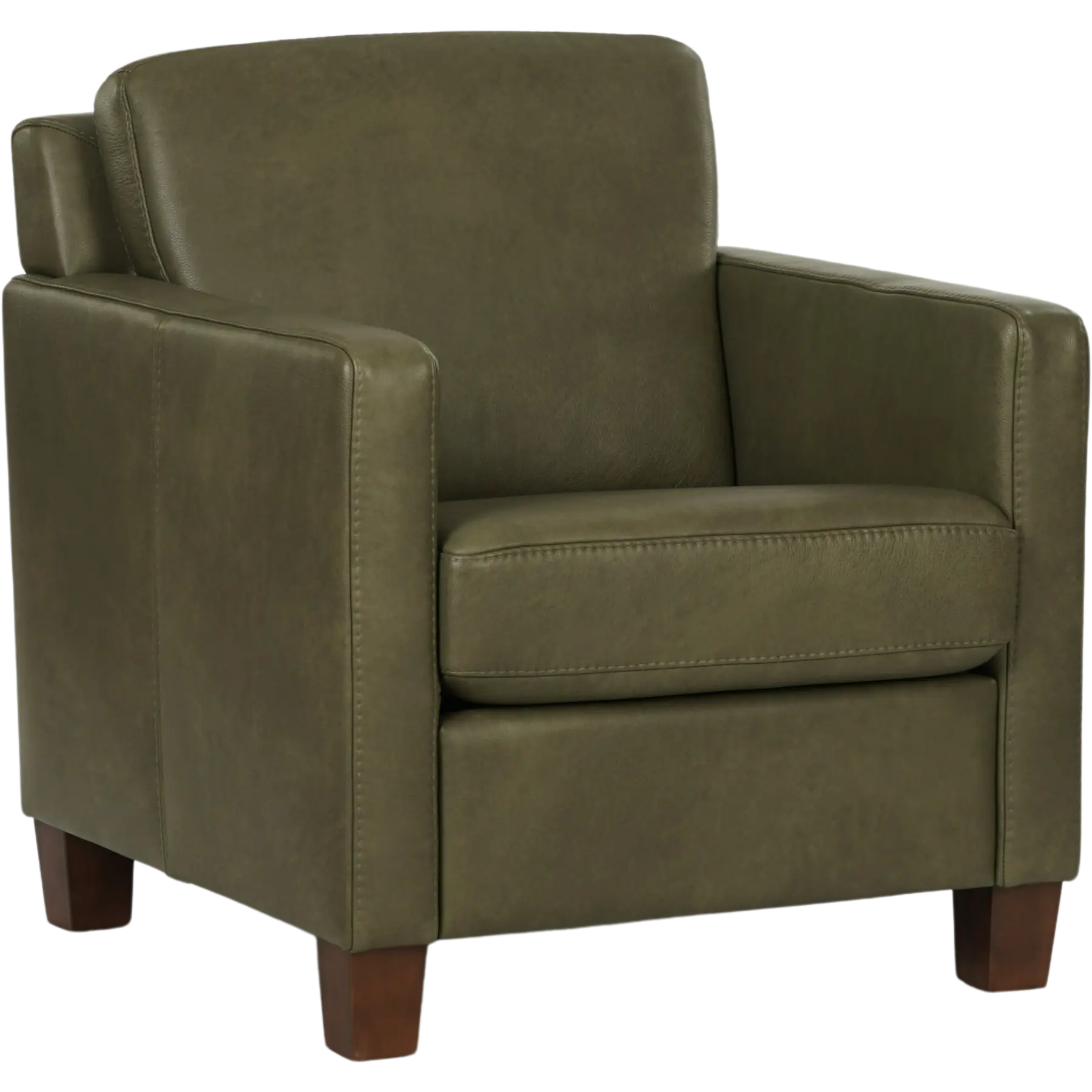 afbeelding van Leren fauteuil Smart - Granada Moss (olijf/groen) - Poten hout bruin