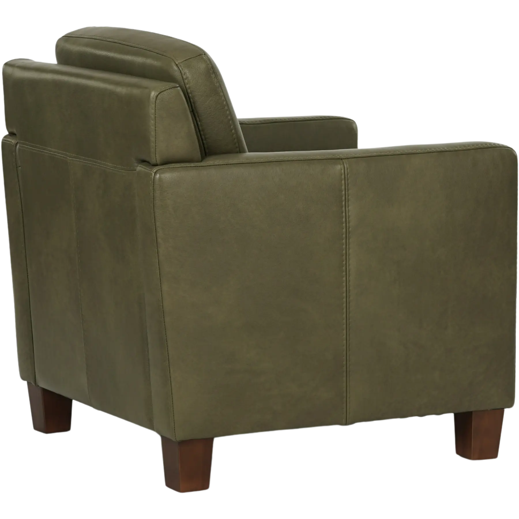 afbeelding van Leren fauteuil Smart - Granada Moss (olijf/groen) - Poten hout bruin