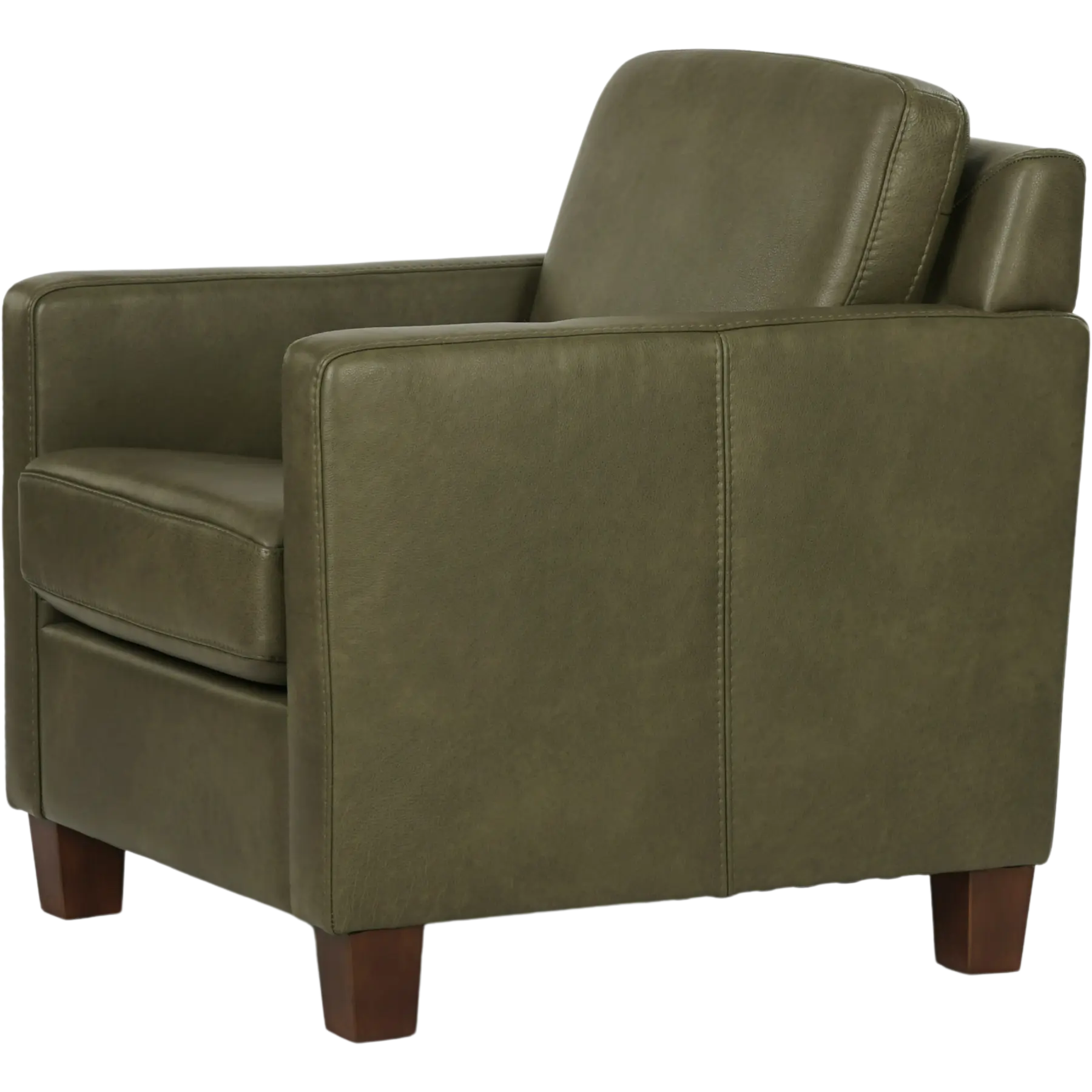afbeelding van Leren fauteuil Smart - Granada Moss (olijf/groen) - Poten hout bruin