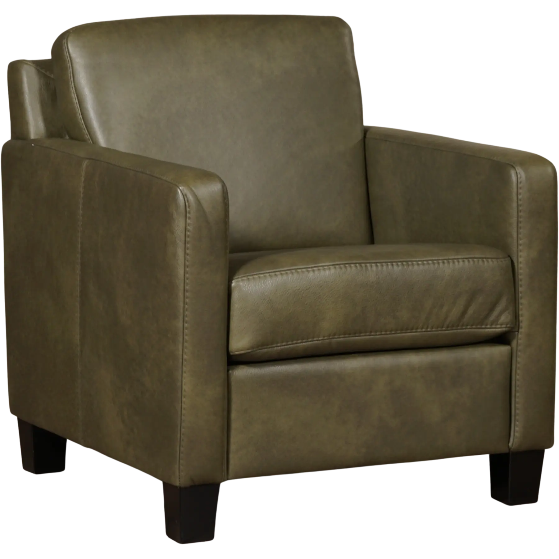 afbeelding van Leren fauteuil Smart - Granada Moss (olijf/groen) - Poten hout zwart