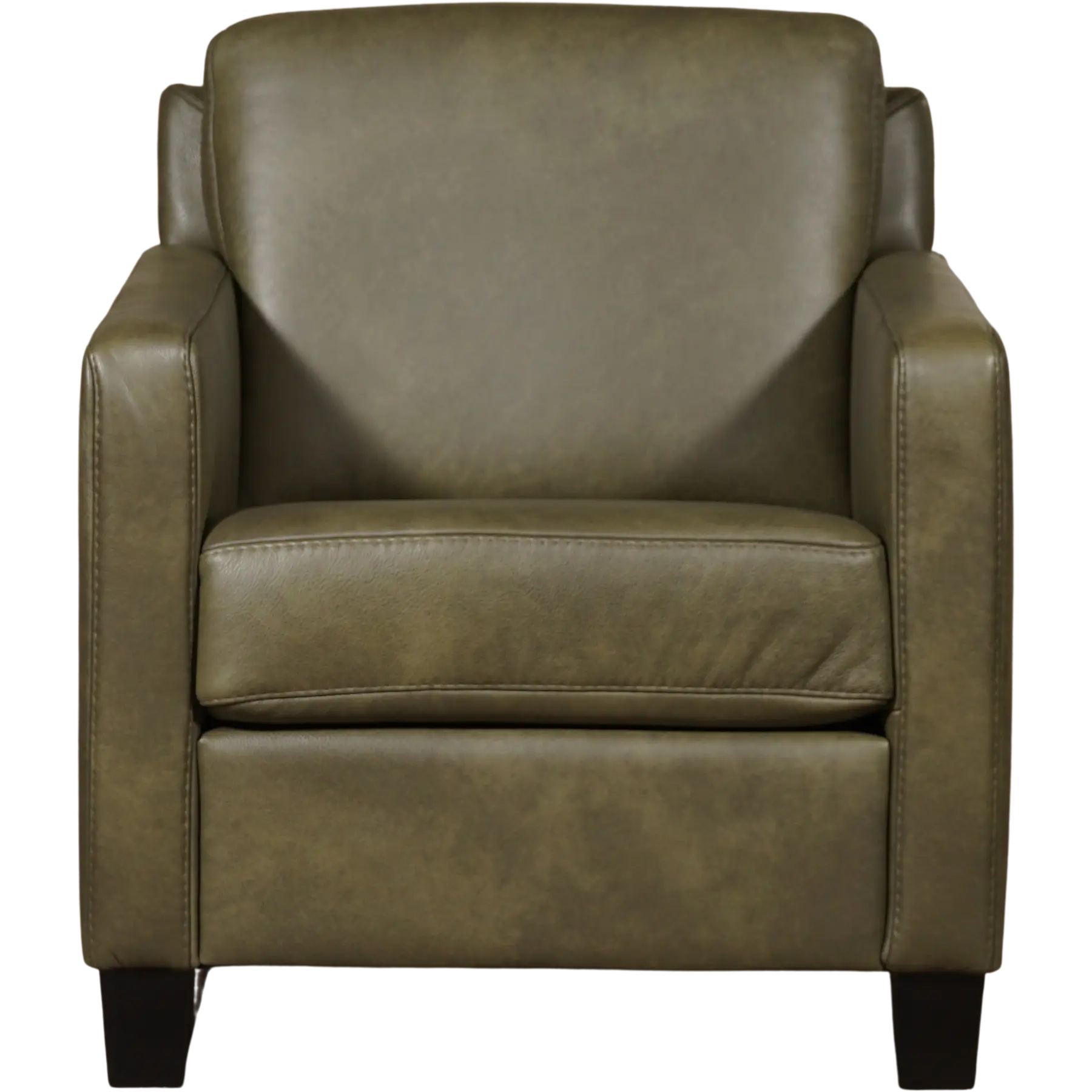 afbeelding van Leren fauteuil Smart - Granada Moss (olijf/groen) - Poten hout zwart