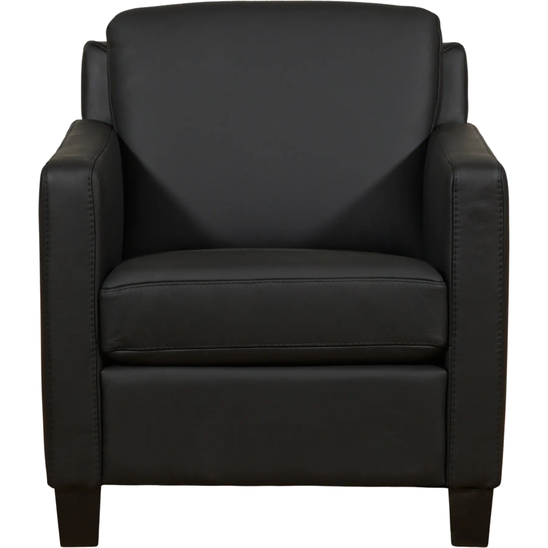 afbeelding van Leren fauteuil Smart - Hermes Nero (zwart) - Poten hout zwart