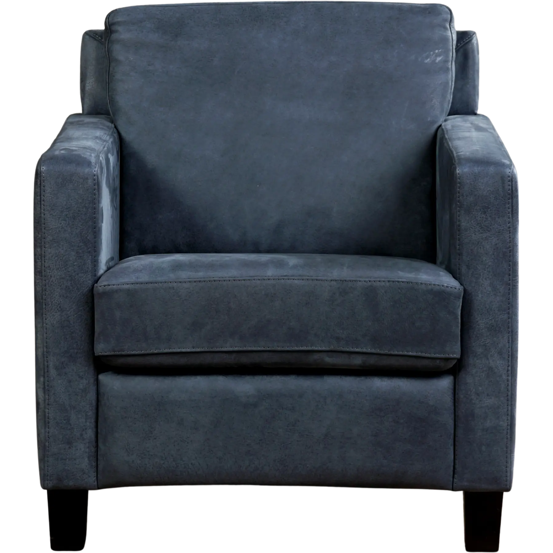 afbeelding van Leren fauteuil Smart - Kenia Denim (blauw) - Poten hout zwart
