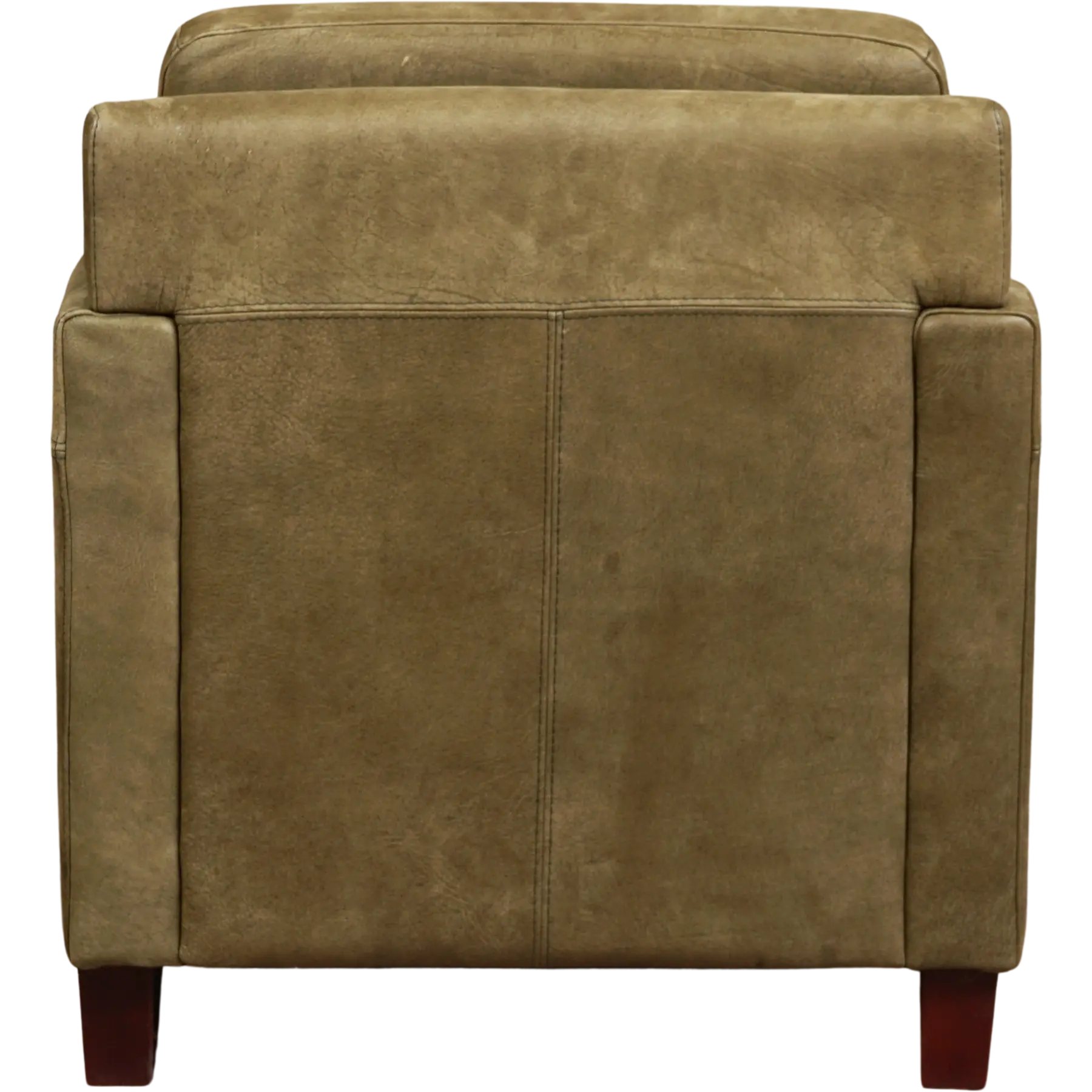 afbeelding van Leren fauteuil Smart - Kenia Olive (olijf) - Poten hout bruin