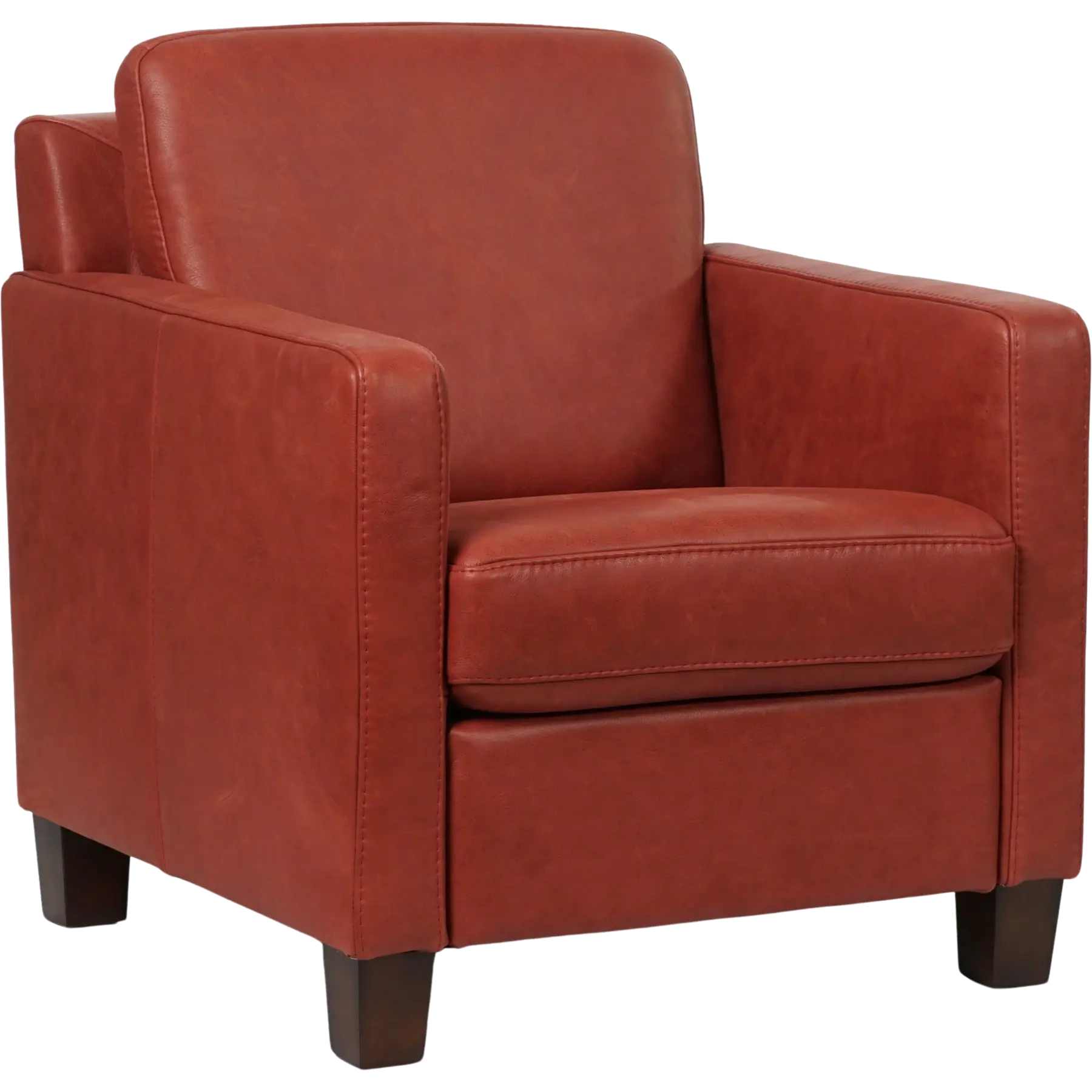 afbeelding van Leren fauteuil Smart - Vintage Burgundy (rood) - Poten hout bruin