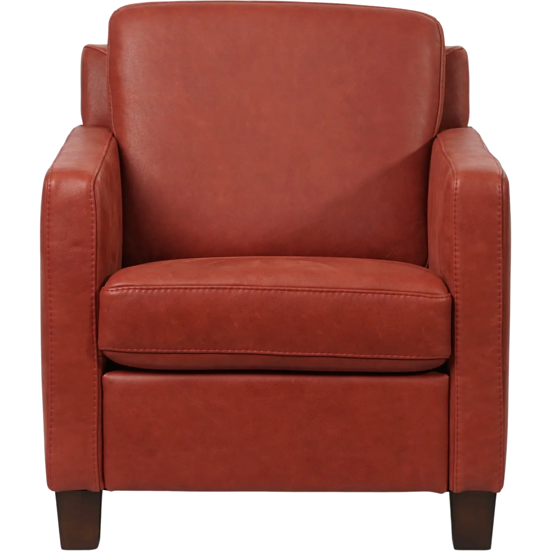 afbeelding van Leren fauteuil Smart - Vintage Burgundy (rood) - Poten hout bruin