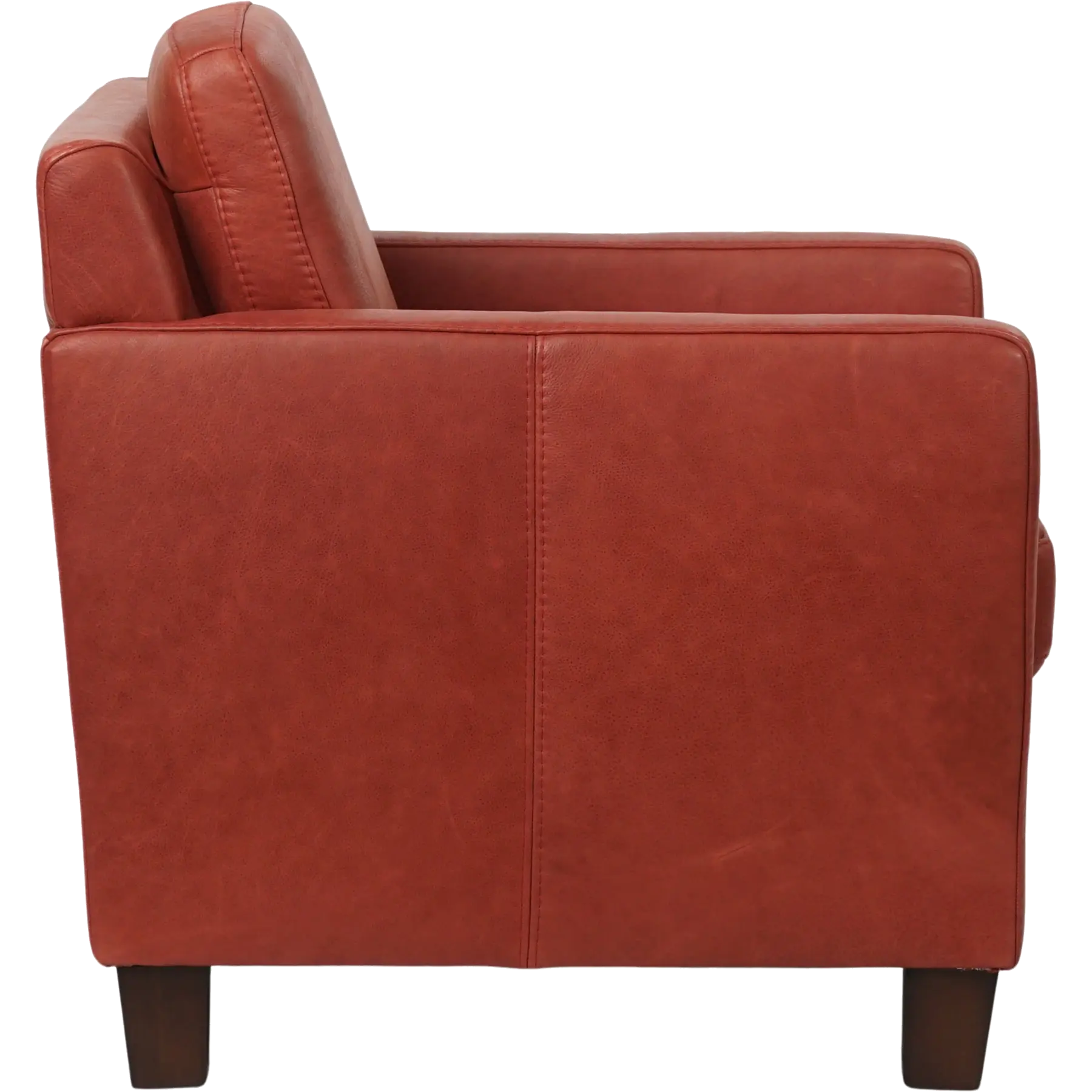 afbeelding van Leren fauteuil Smart - Vintage Burgundy (rood) - Poten hout bruin