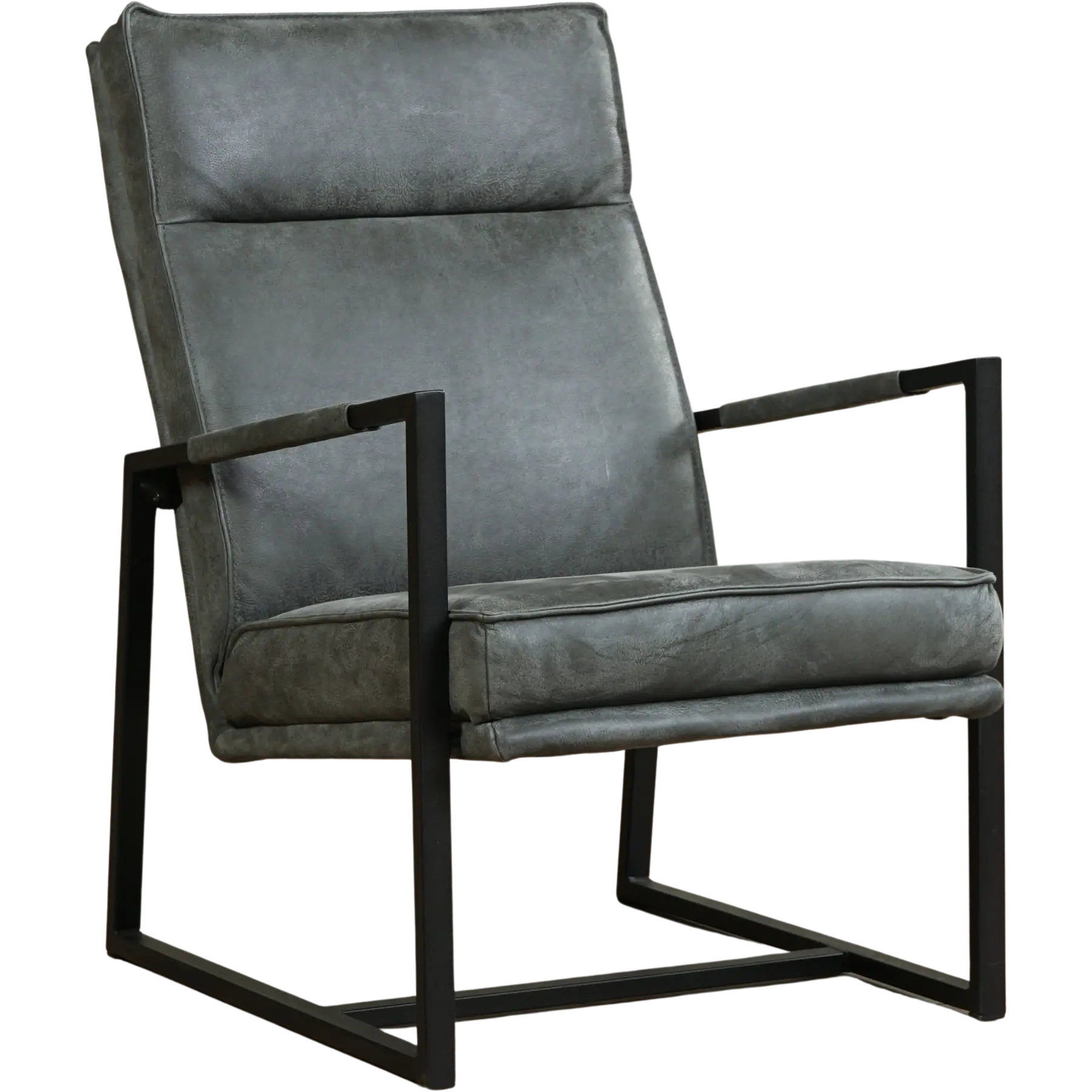 afbeelding van Leren fauteuil Square - Kenia Antracite (grijs)