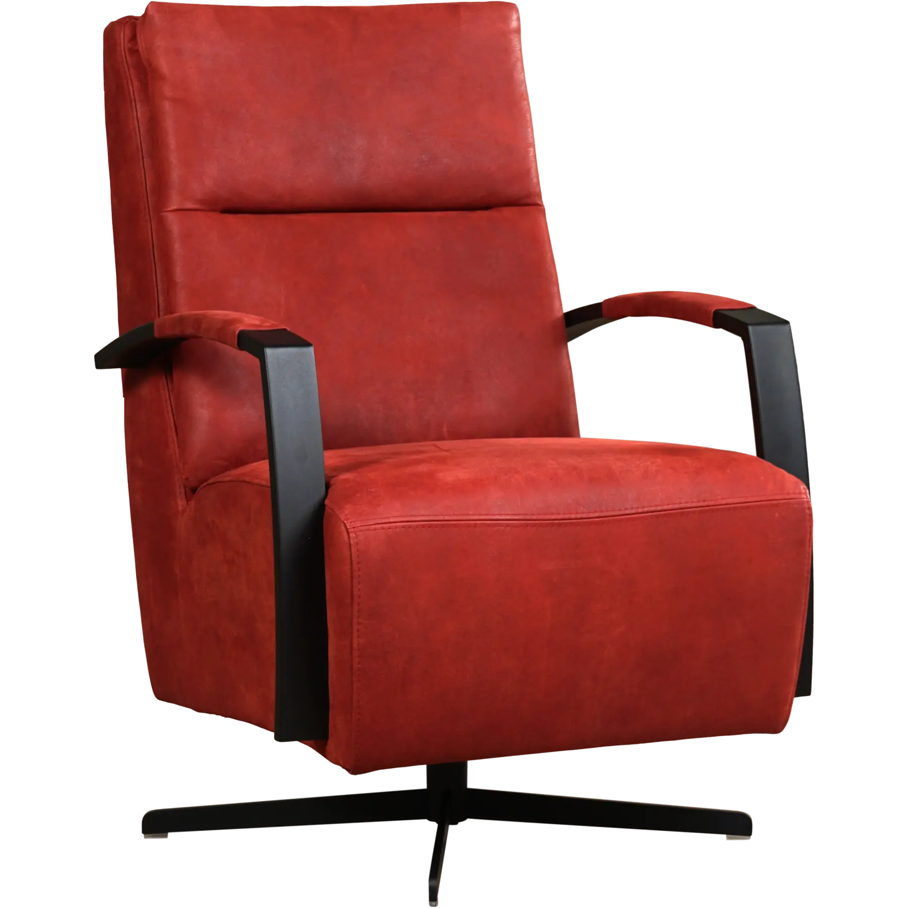 afbeelding van Set van 2 Leren draaifauteuils Award - Kenia Burgundy (rood) - Stervoet zwart