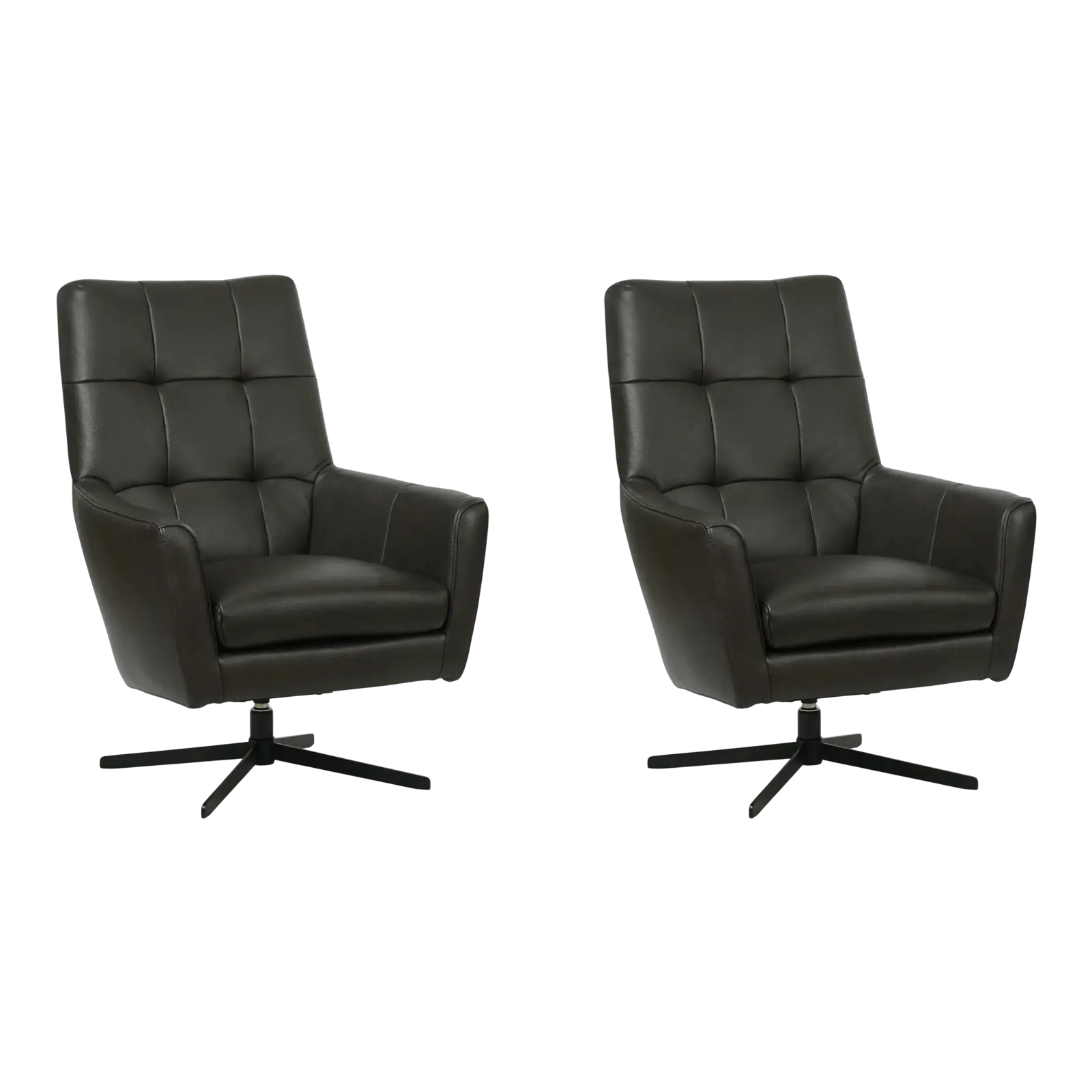 afbeelding van Set van 2 Leren draaifauteuils Central - Granada Graphite (donkergrijs)