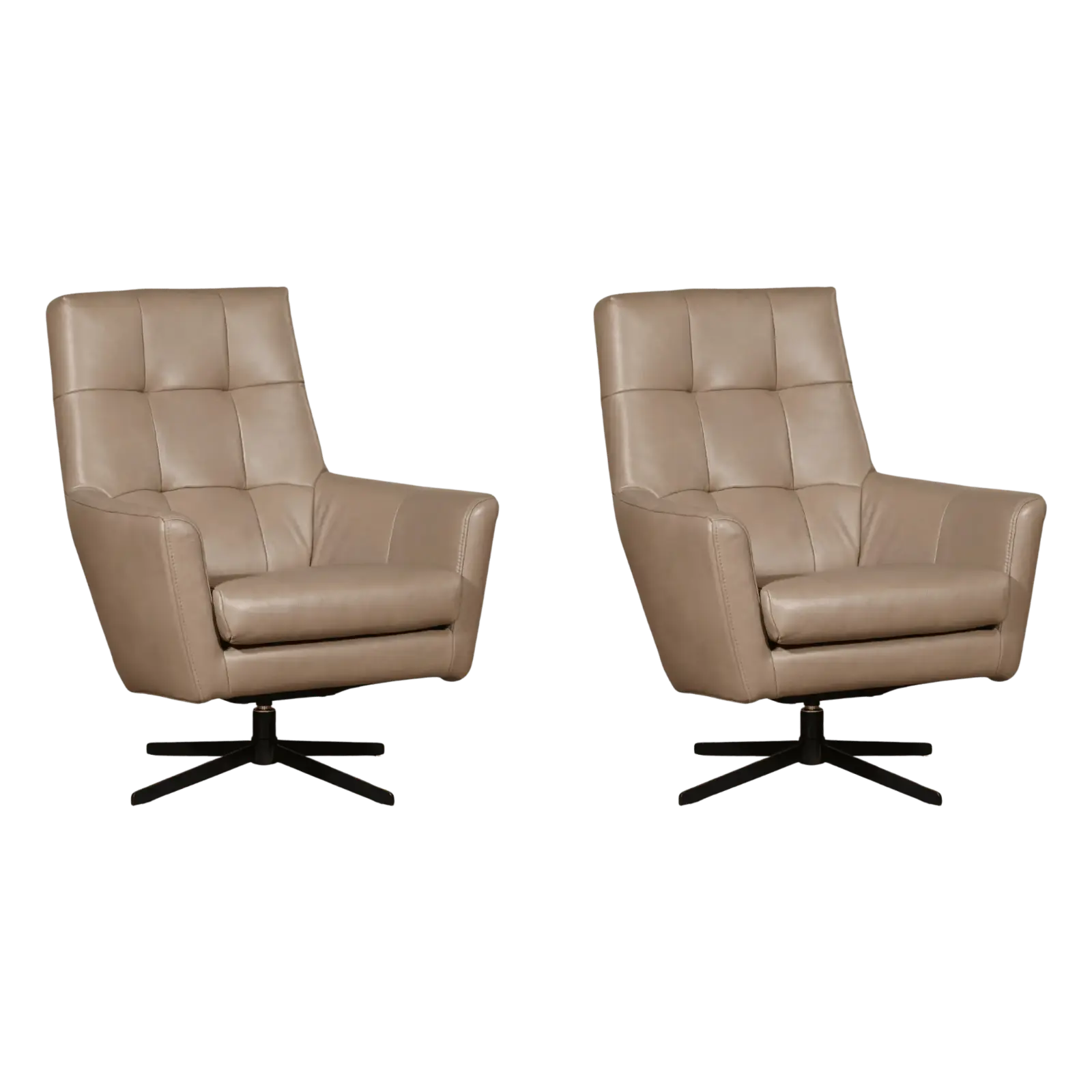 afbeelding van Set van 2 Leren draaifauteuils Central - Granada Taupe (taupe/bruin)