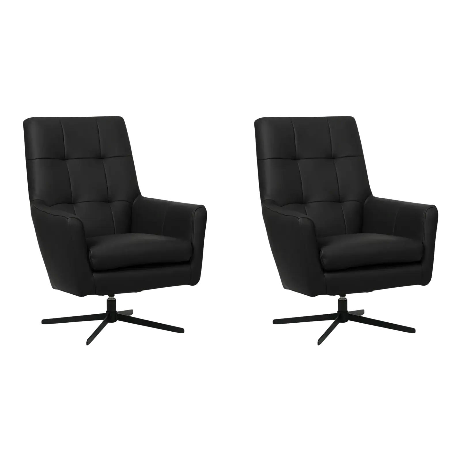 afbeelding van Set van 2 Leren draaifauteuils Central - Hermes Nero (zwart)