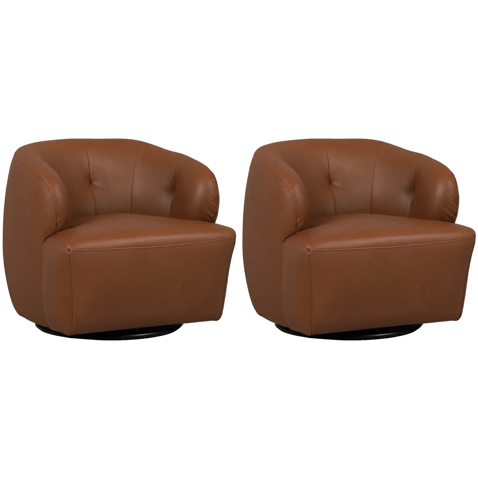 afbeelding van Set van 2 Leren draaifauteuils Cloud - Granada Savannah (cognac)