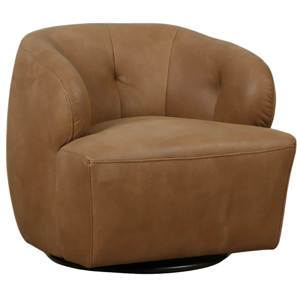 afbeelding van Set van 2 Leren draaifauteuils Cloud - Kenia Brown (bruin)