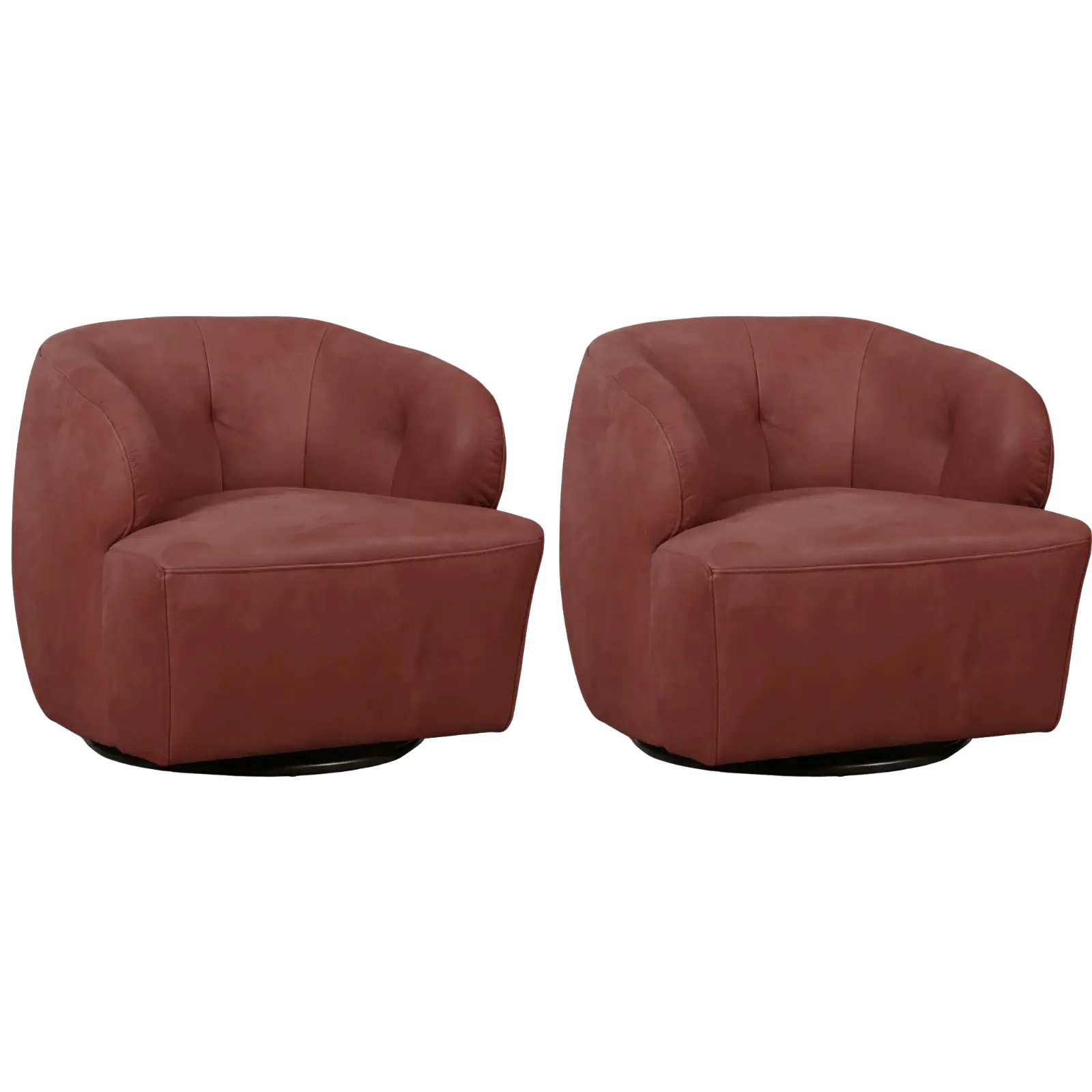 afbeelding van Set van 2 Leren draaifauteuils Cloud - Kenia Burgundy (rood)