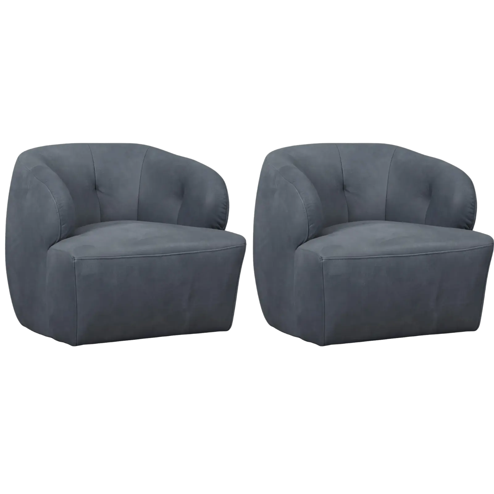 afbeelding van Set van 2 Leren draaifauteuils Cloud - Kenia Denim (blauw)