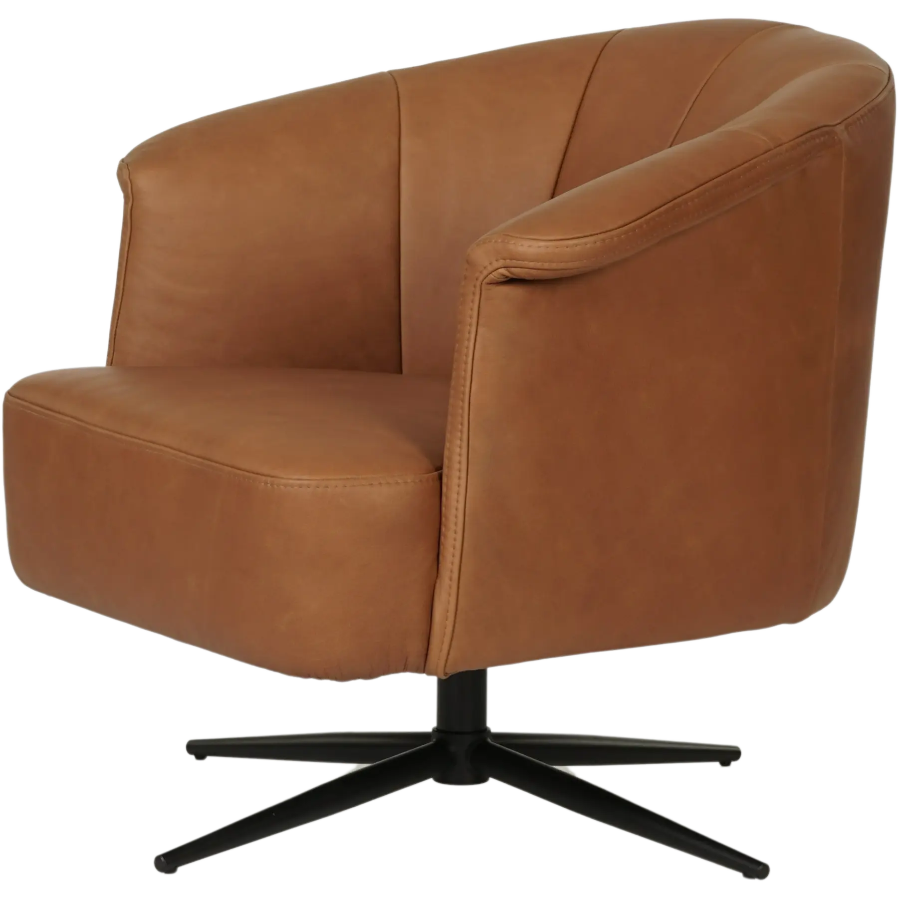 afbeelding van Set van 2 Leren draaifauteuils Embrace - Rancho Cognac (cognac) - stervoet zwart