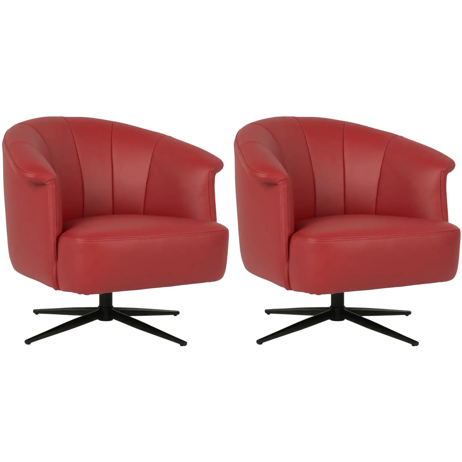 afbeelding van Set van 2 Leren draaifauteuils Embrace - Toledo Ducati (rood) - stervoet zwart