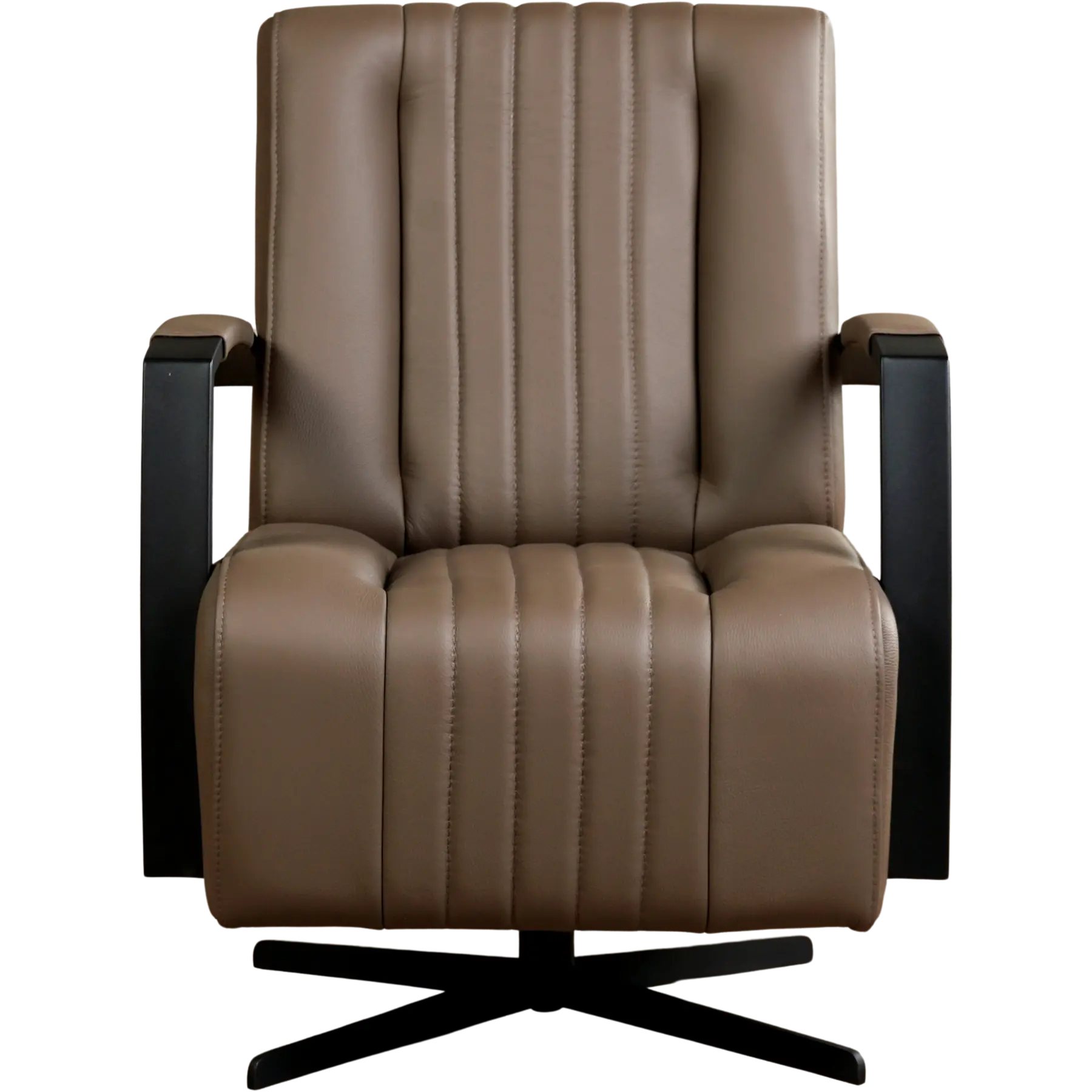 afbeelding van Set van 2 Leren draaifauteuils Galaxy - Toledo Lever (bruin) - Stervoet zwart