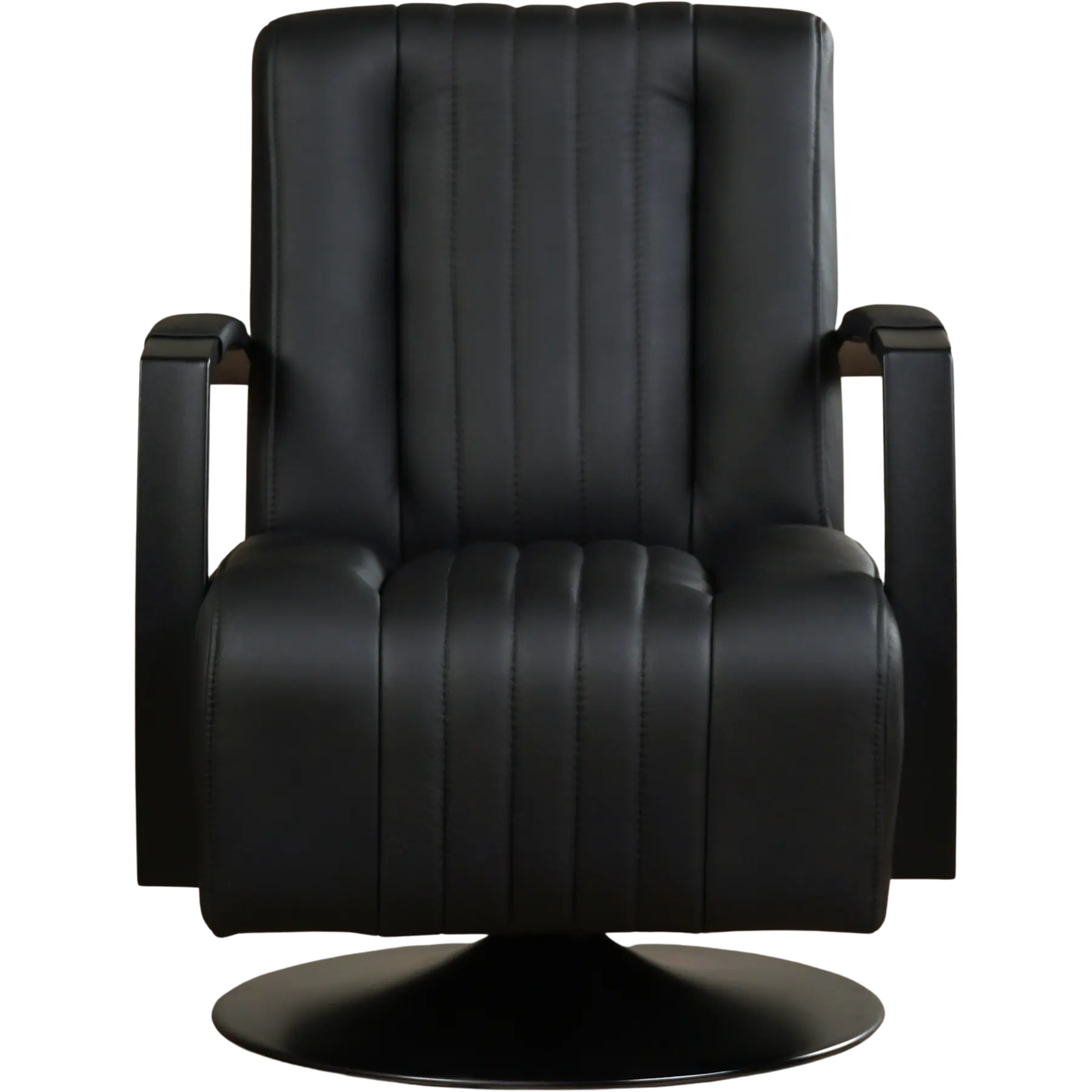 afbeelding van Set van 2 Leren draaifauteuils Galaxy - Toledo Nero (zwart) - Schotelvoet zwart