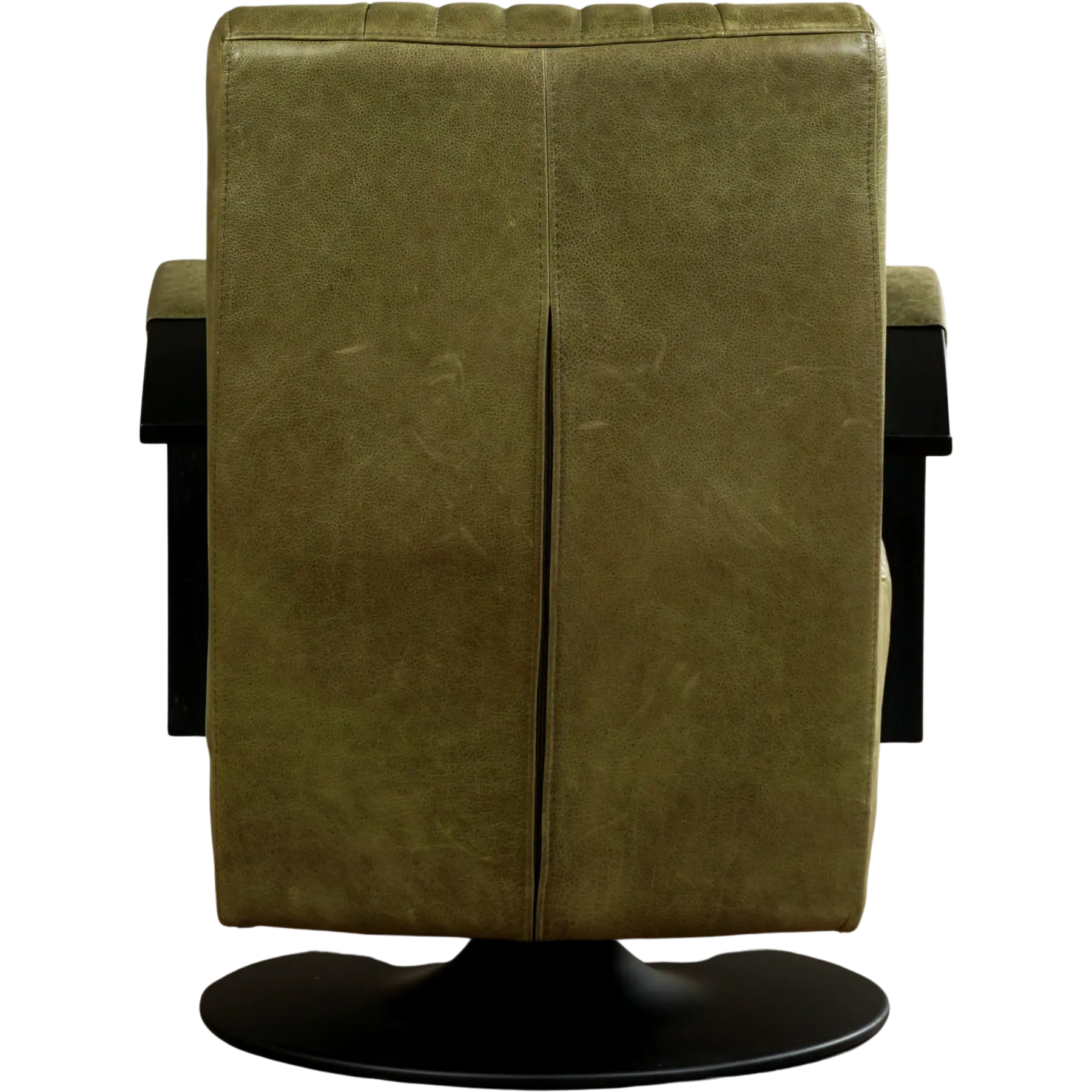 afbeelding van Set van 2 Leren draaifauteuils Galaxy - Vintage Olive (olijf/groen) - Schotelvoet zwart