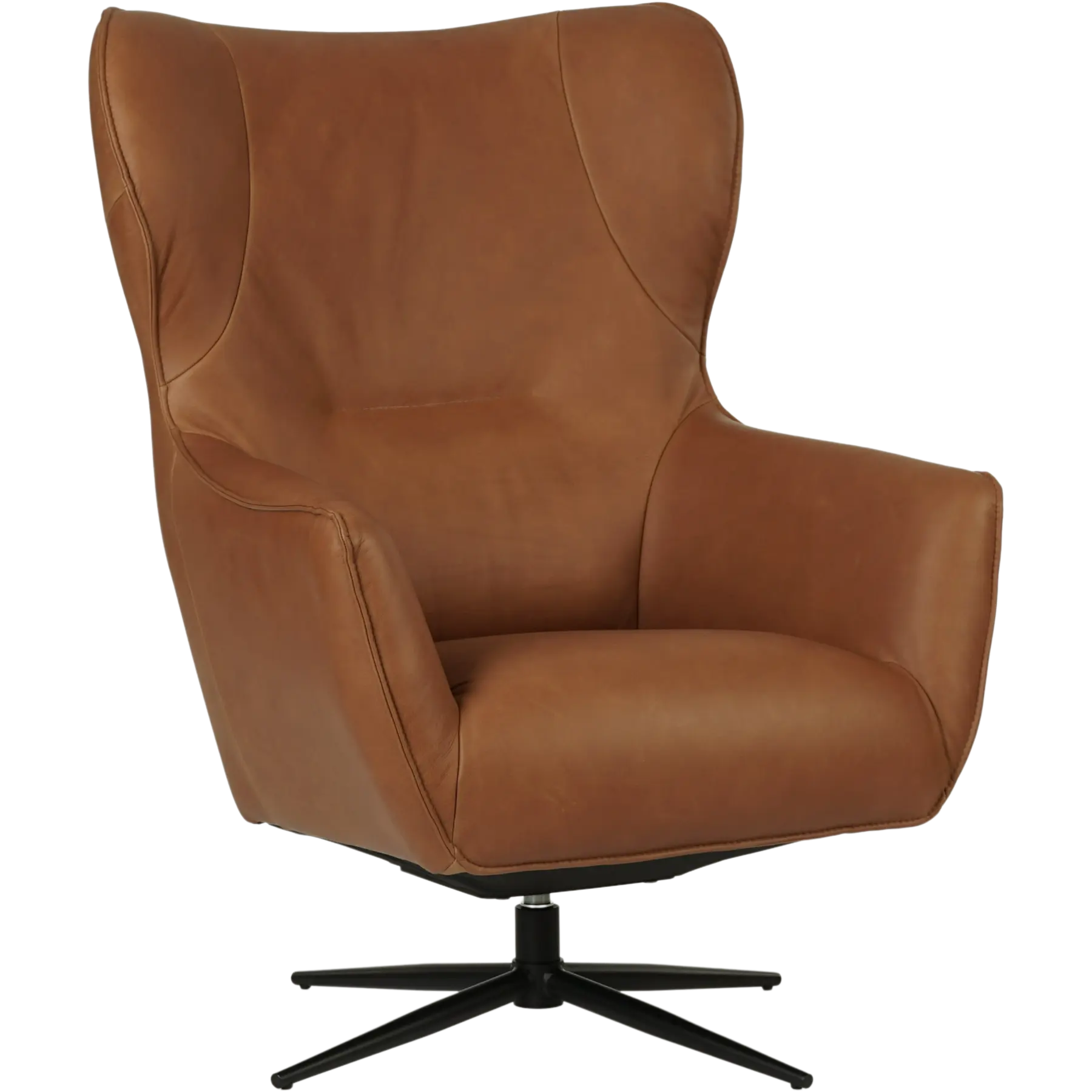afbeelding van Set van 2 Leren draaifauteuils Leaf - Rancho Cognac (cognac) - Stervoet zwart