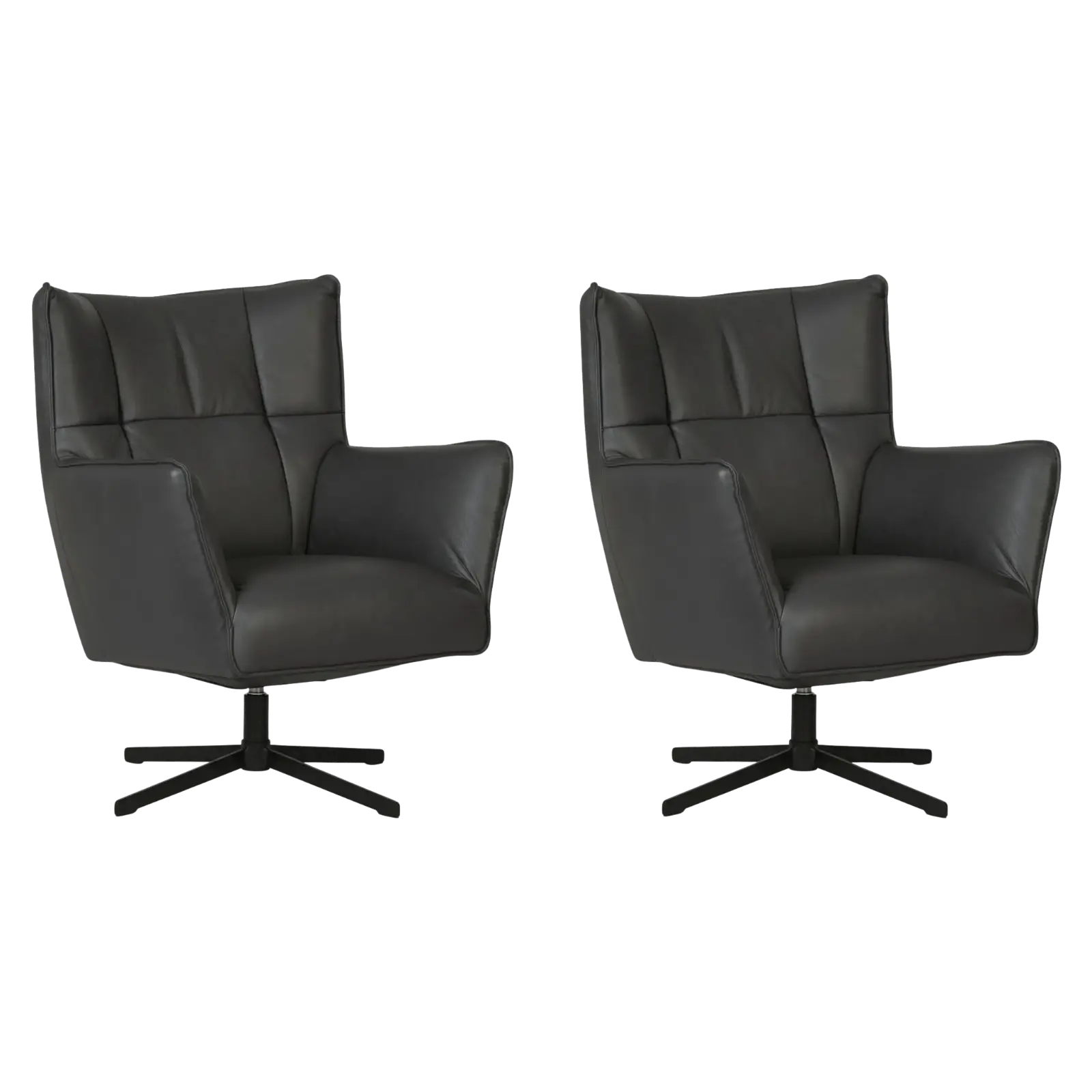 afbeelding van Set van 2 Leren draaifauteuils Lovely - Granada Black (zwart)