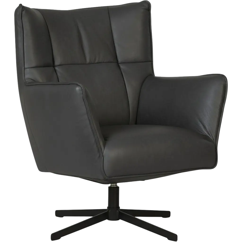 afbeelding van Set van 2 Leren draaifauteuils Lovely - Granada Black (zwart)