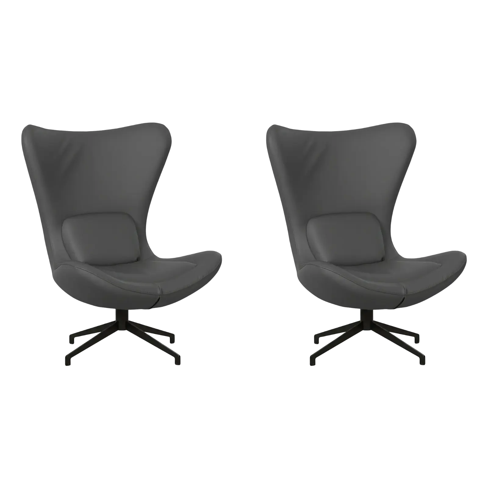 afbeelding van Set van 2 Leren draaifauteuils Soul - Toledo Antracite (donkergrijs) - Stervoet zwart